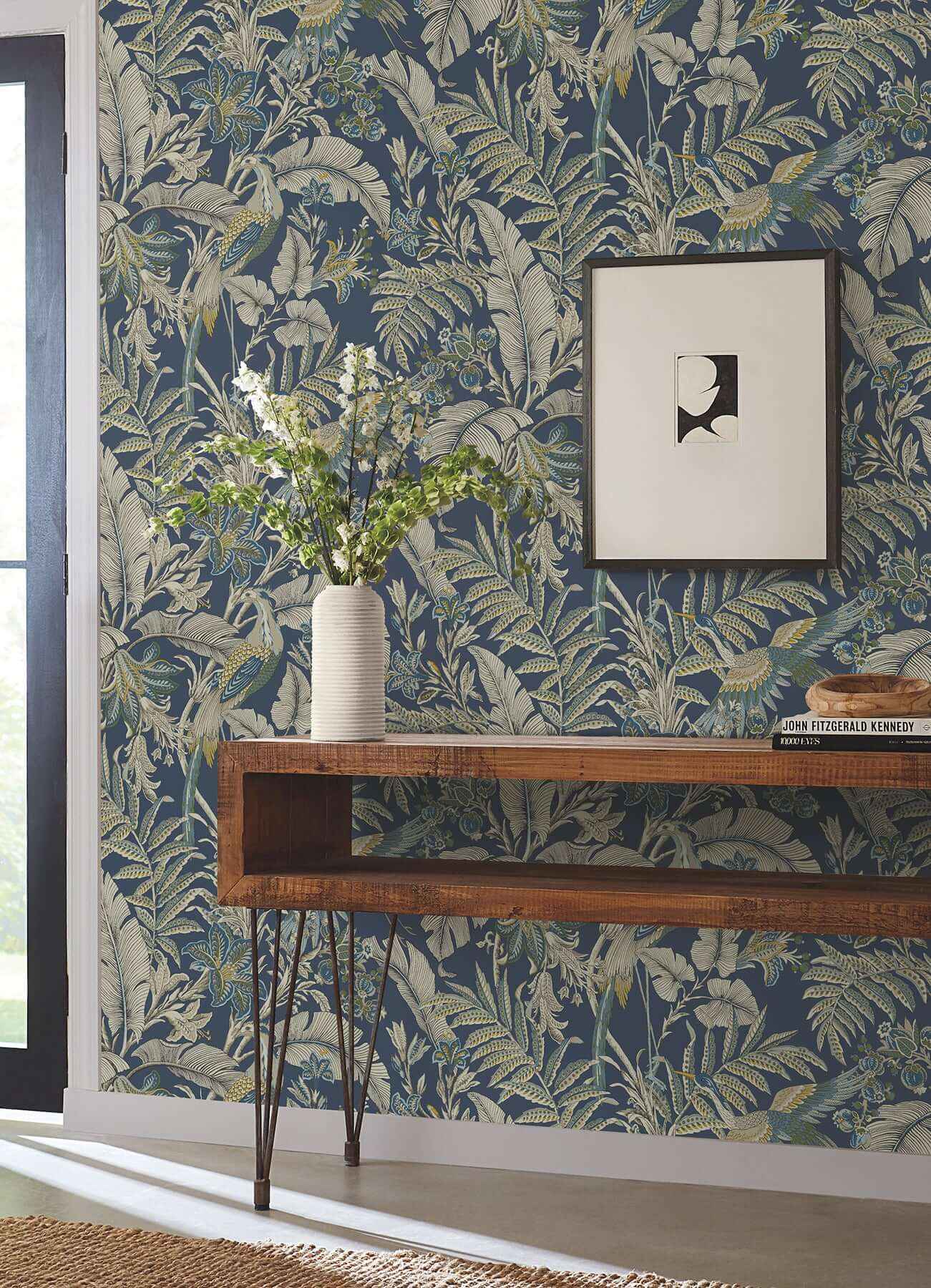 Heronwood Navy Wallpaper - York Wallcoverings - AB3103 - York Wallcoverings Wallpaper