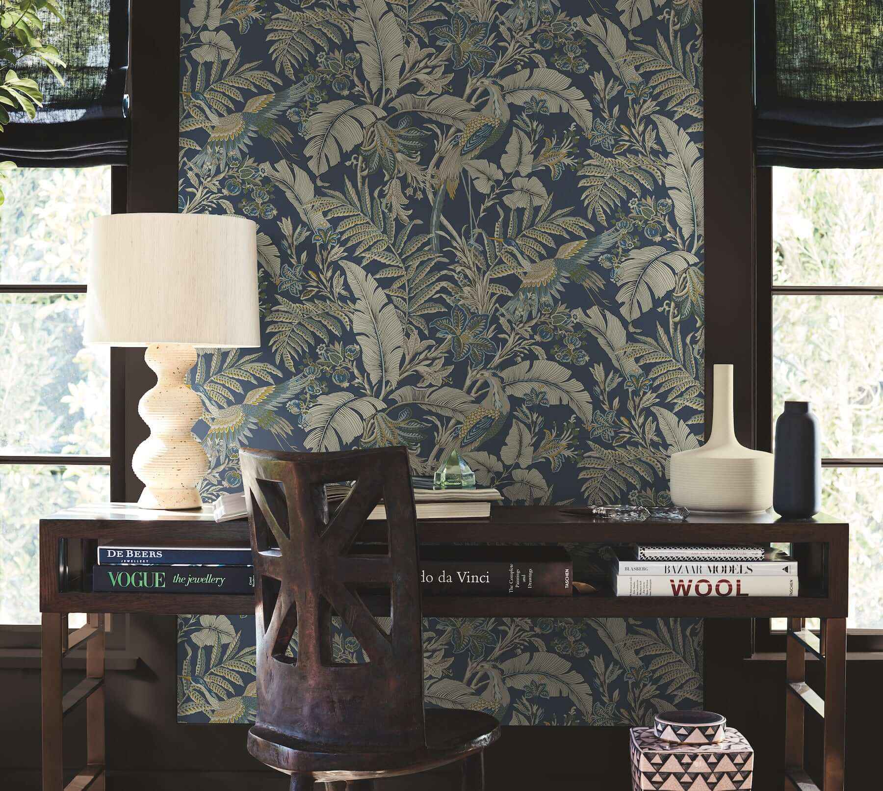 Heronwood Navy Wallpaper - York Wallcoverings - AB3103 - York Wallcoverings Wallpaper
