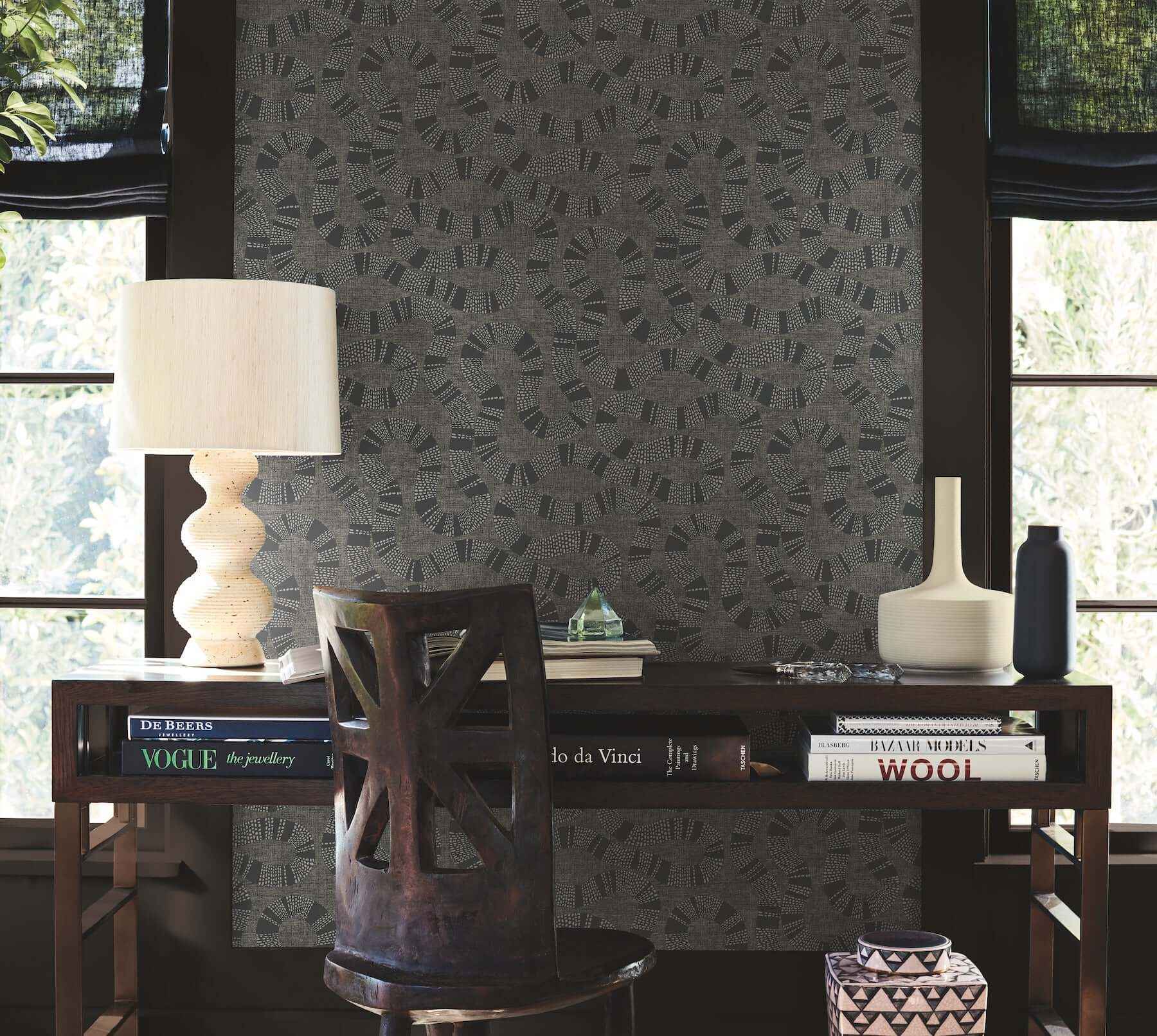 Ophidia Black Wallpaper - York Wallcoverings - AB3004 - York Wallcoverings Wallpaper