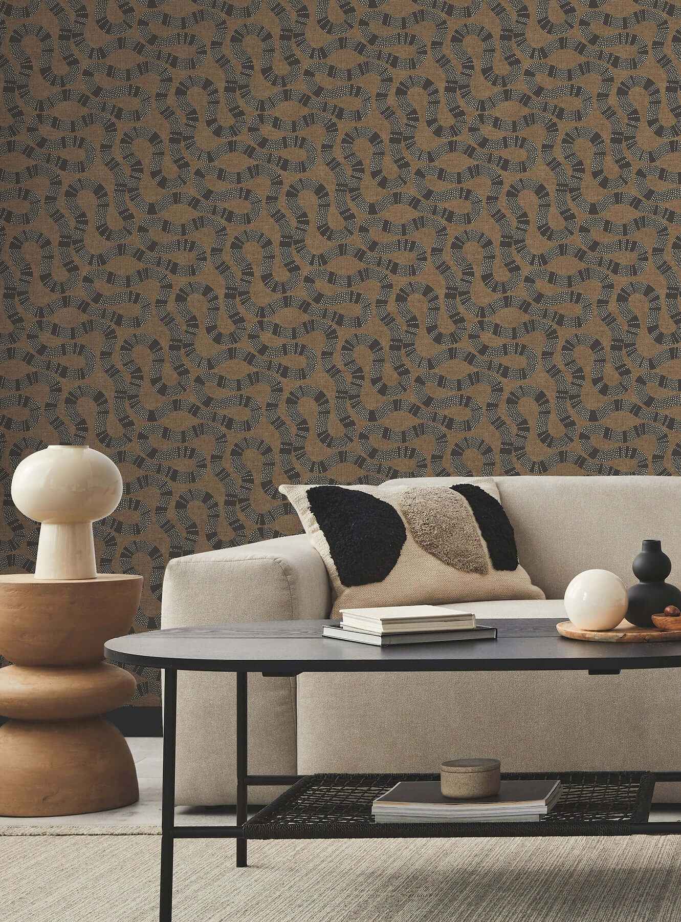 Ophidia Brown Wallpaper - York Wallcoverings - AB3001 - York Wallcoverings Wallpaper