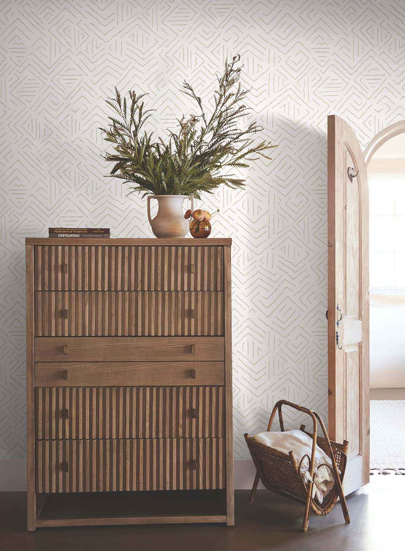 Sirih Beige Wallpaper - York Wallcoverings - AB3085 - York Wallcoverings Wallpaper