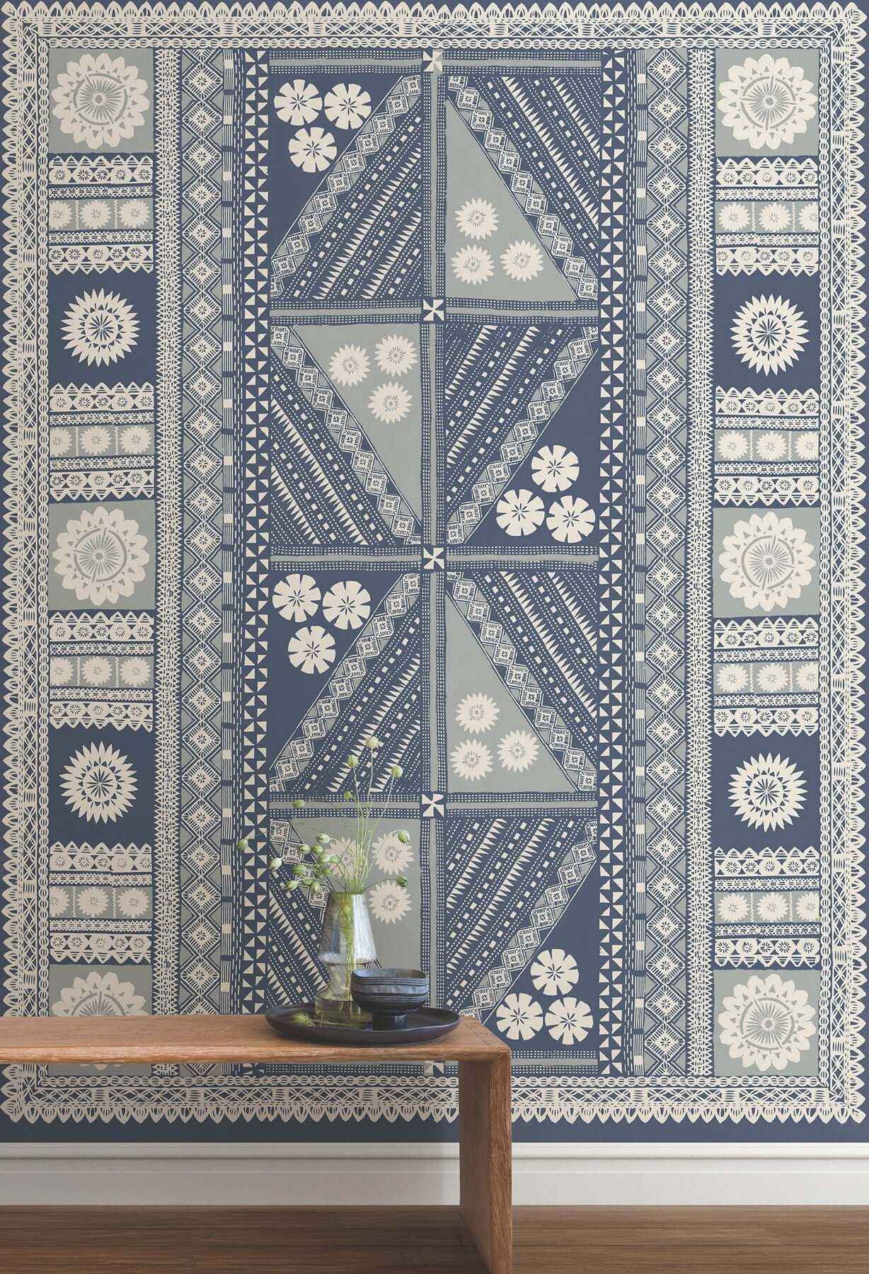 Tapa Indigo Wall Mural - York Wallcoverings - AB3058M - York Wallcoverings Wallpaper