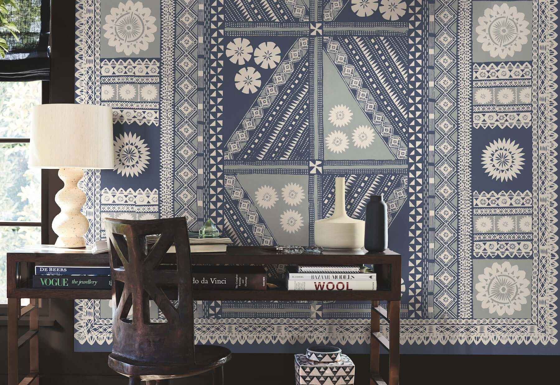 Tapa Indigo Wall Mural - York Wallcoverings - AB3058M - York Wallcoverings Wallpaper