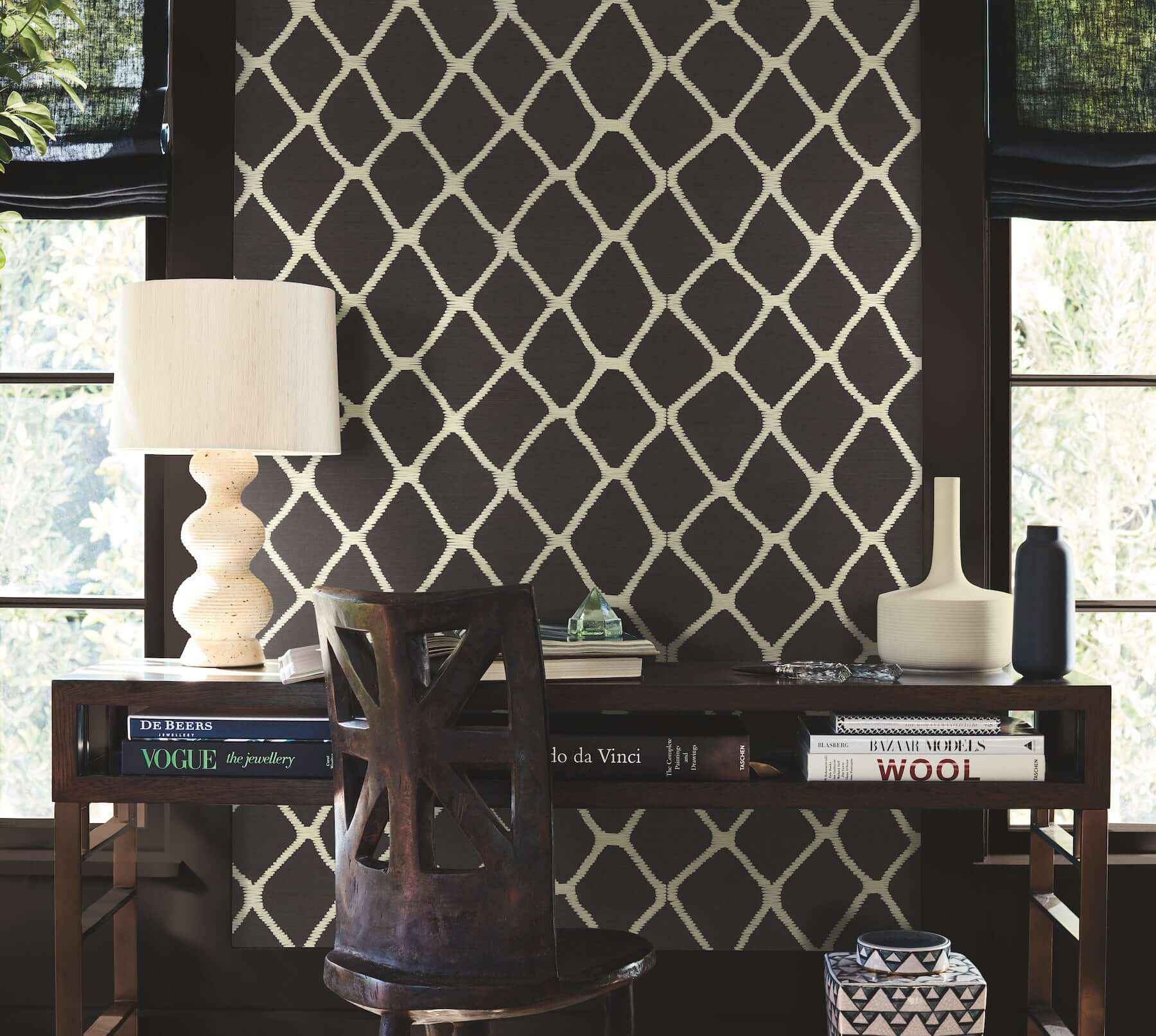 Tonga Black & White Wallpaper - York Wallcoverings - AB3121 - York Wallcoverings Wallpaper