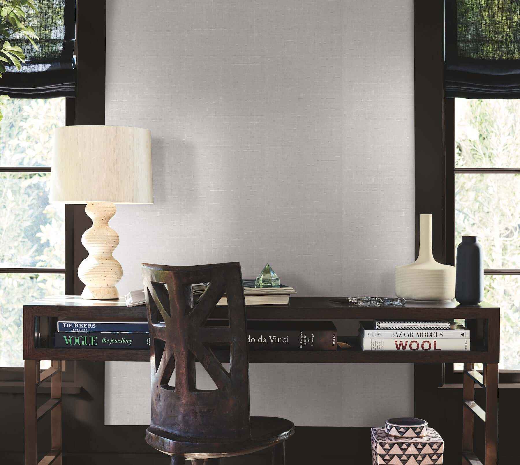 Woven Linen Grey Wallpaper - York Wallcoverings - AB1802 - York Wallcoverings Wallpaper