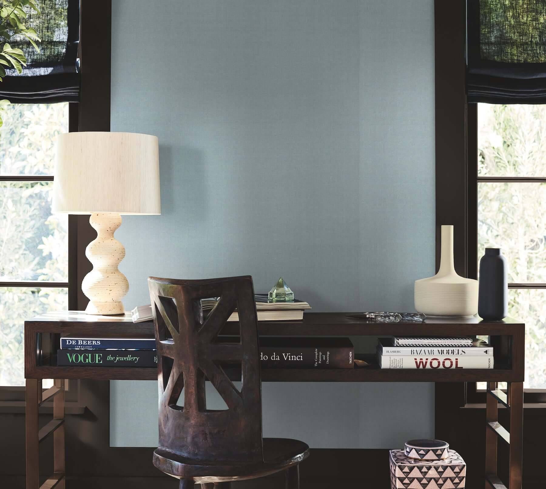 Woven Linen Sky Blue Wallpaper - York Wallcoverings - AB1805 - York Wallcoverings Wallpaper
