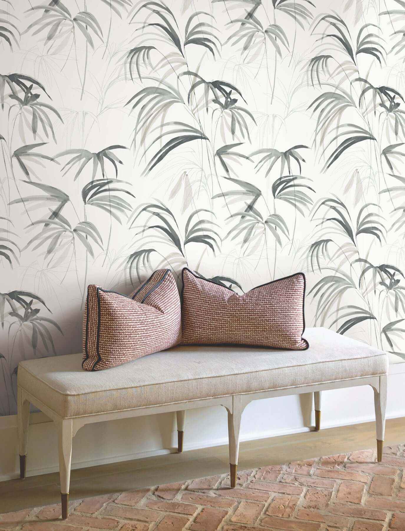 Inky Palms Black Peel & Stick Wallpaper - York Wallcoverings - PSW1611RL - York Wallcoverings Wallpaper