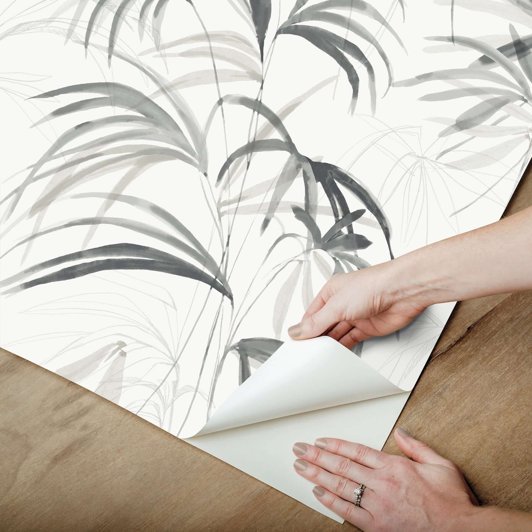 inky-palms-premium-peel-stick-wallpaper-black-york-wallcoverings-psw1611rl - York Wallcoverings Wallpaper