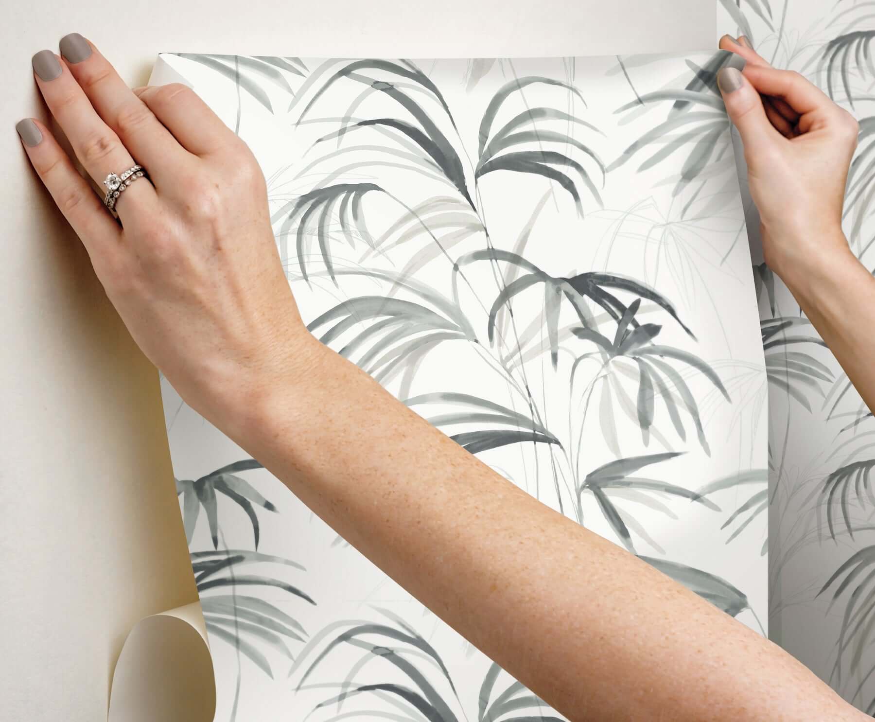 inky-palms-premium-peel-stick-wallpaper-black-york-wallcoverings-psw1611rl - York Wallcoverings Wallpaper