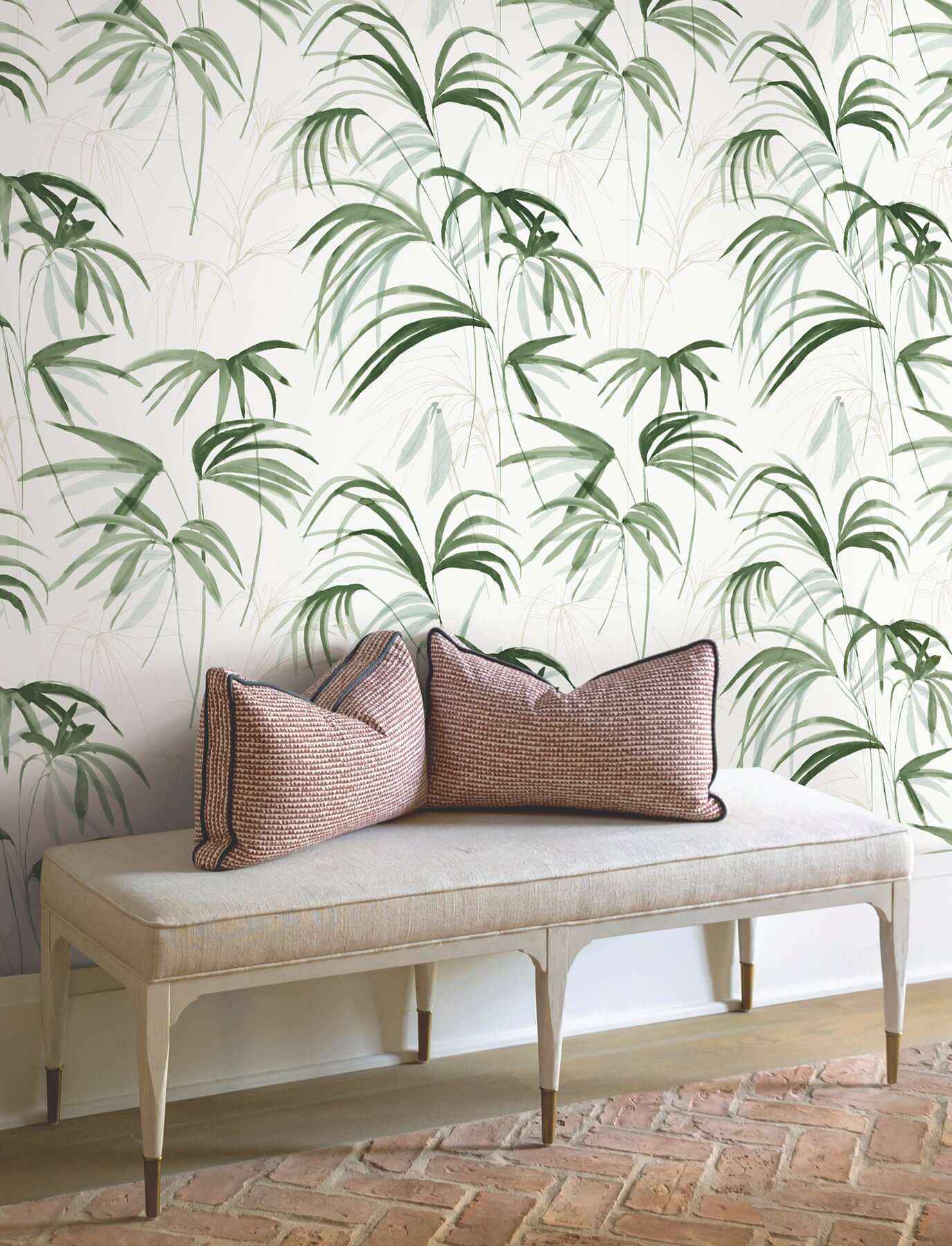 Inky Palms Green Peel & Stick Wallpaper - York Wallcoverings - PSW1609RL - York Wallcoverings Wallpaper