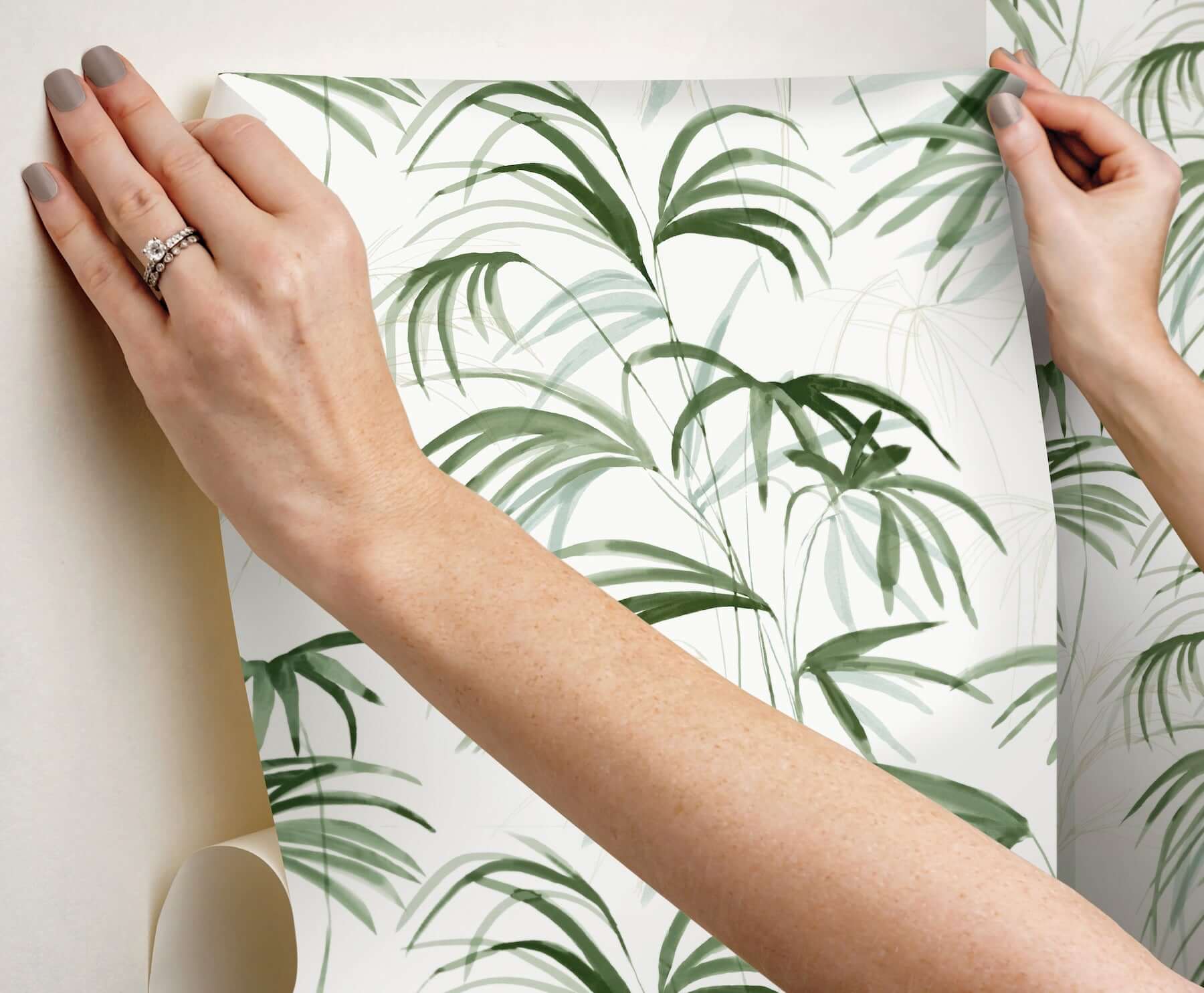 inky-palms-premium-peel-stick-wallpaper-green-york-wallcoverings-psw1609rl - York Wallcoverings Wallpaper