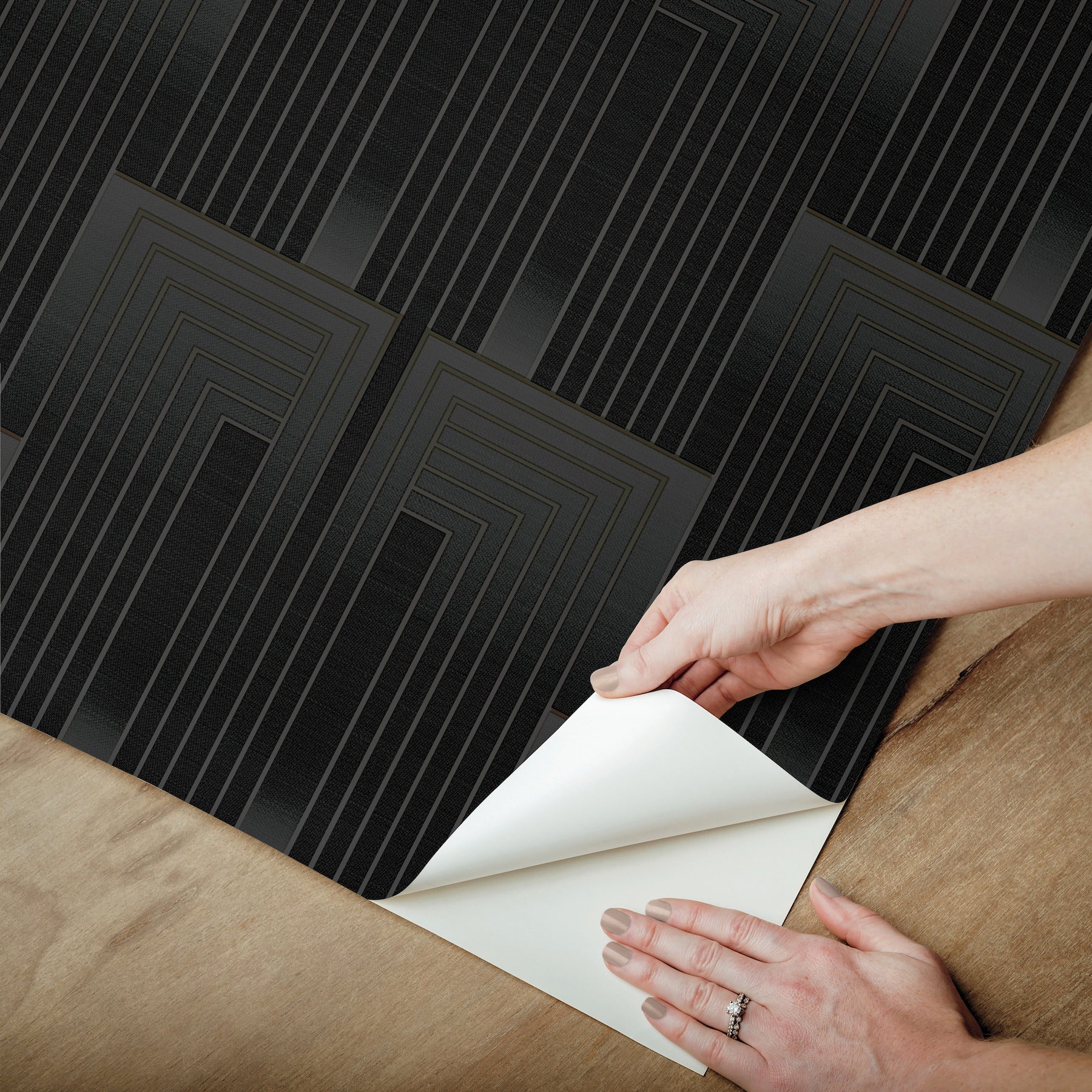 vanishing-premium-peel-stick-wallpaper-black-copper-york-wallcoverings-psw1607rl - York Wallcoverings Wallpaper