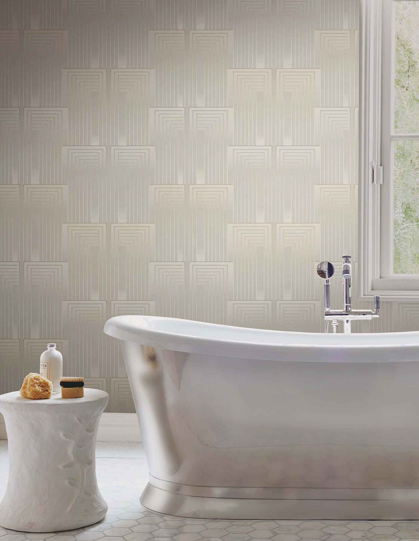 Vanishing Taupe & Pearl Peel & Stick Wallpaper - York Wallcoverings - PSW1606RL - York Wallcoverings Wallpaper