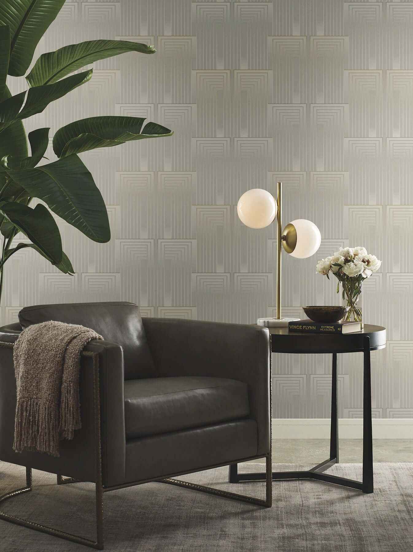Vanishing Taupe & Pearl Peel & Stick Wallpaper - York Wallcoverings - PSW1606RL - York Wallcoverings Wallpaper