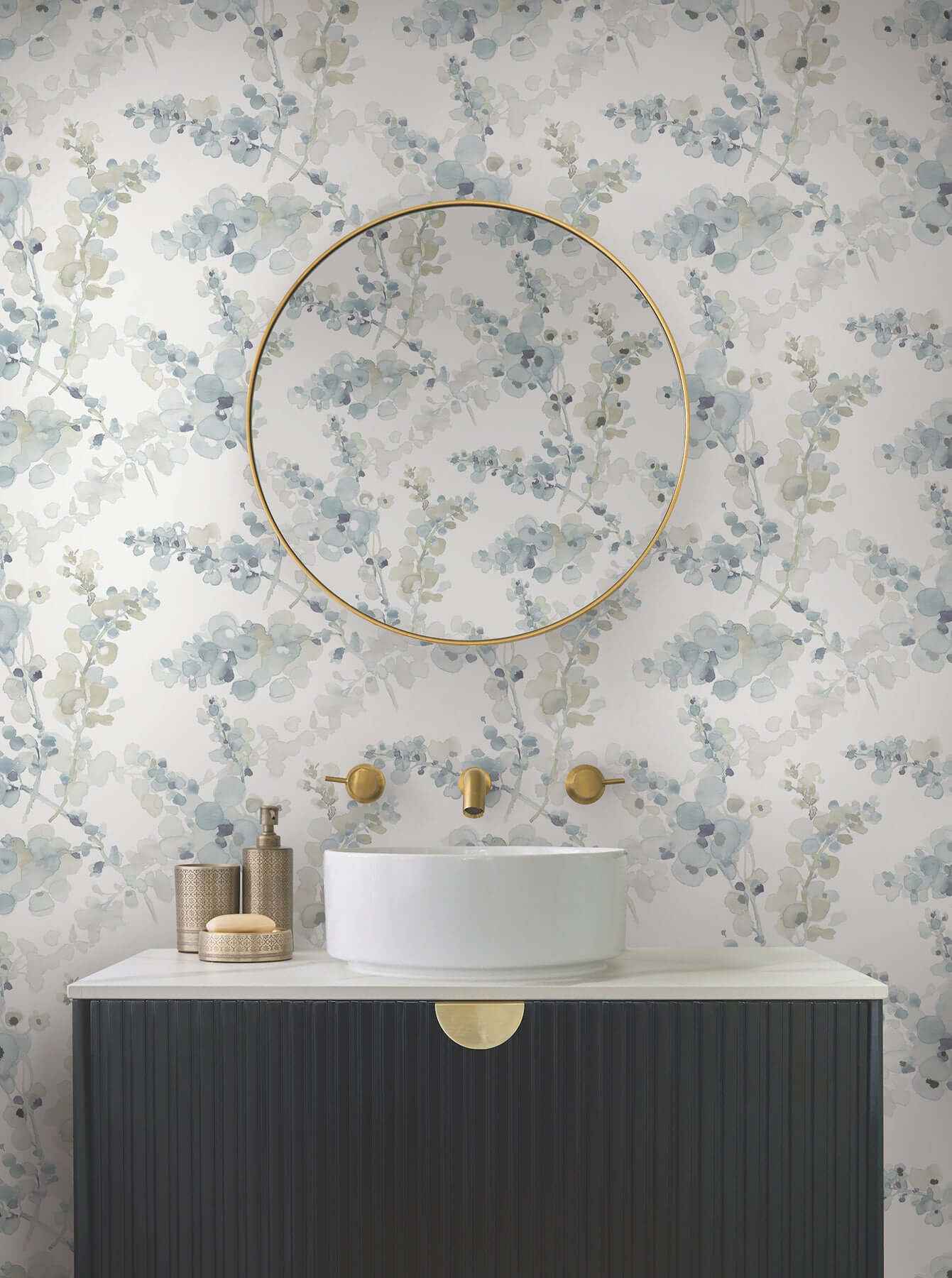 Blossom Fling Blue Peel & Stick Wallpaper - York Wallcoverings - PSW1602RL - York Wallcoverings Wallpaper