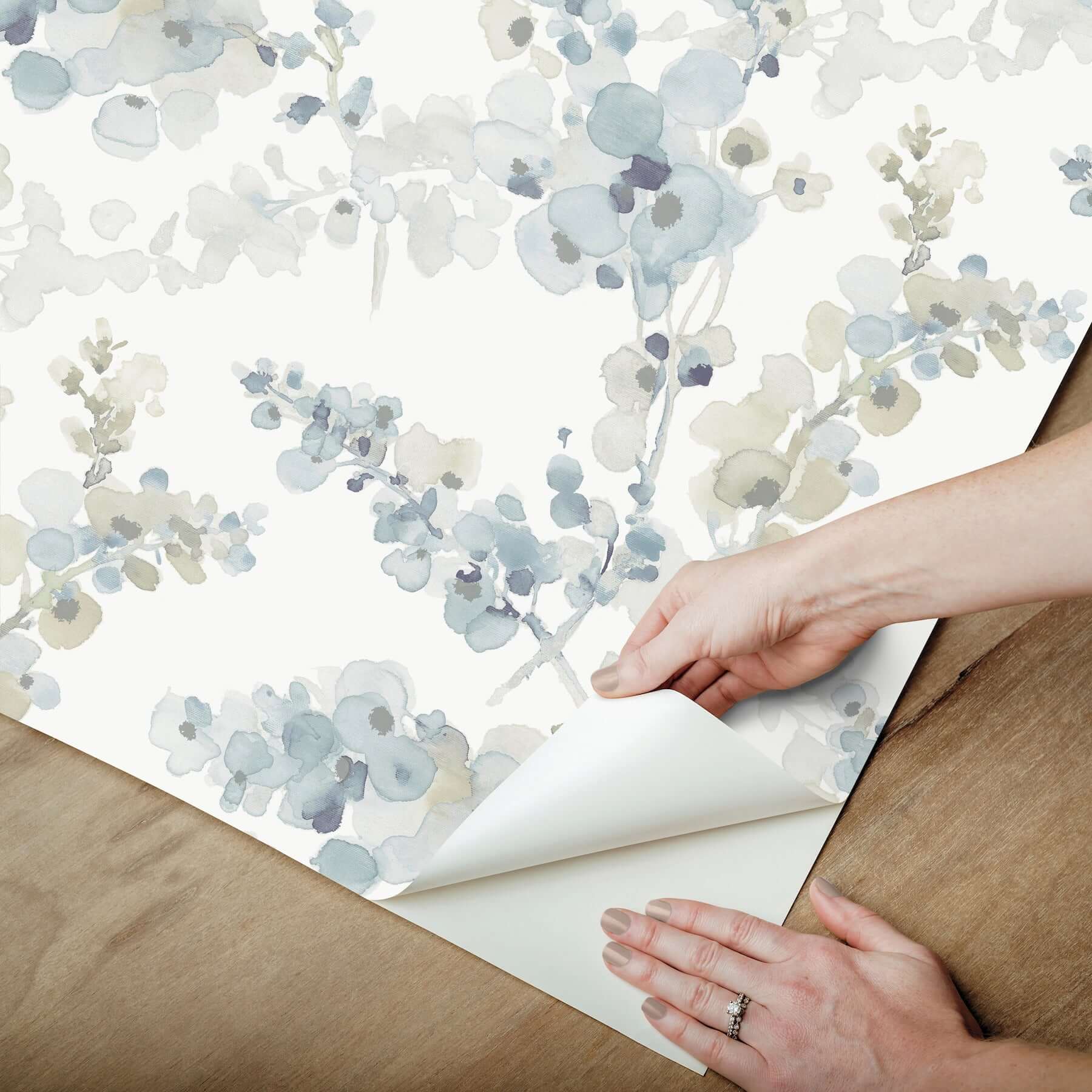 blossom-fling-premium-peel-stick-wallpaper-blue-york-wallcoverings-psw1602rl - York Wallcoverings Wallpaper