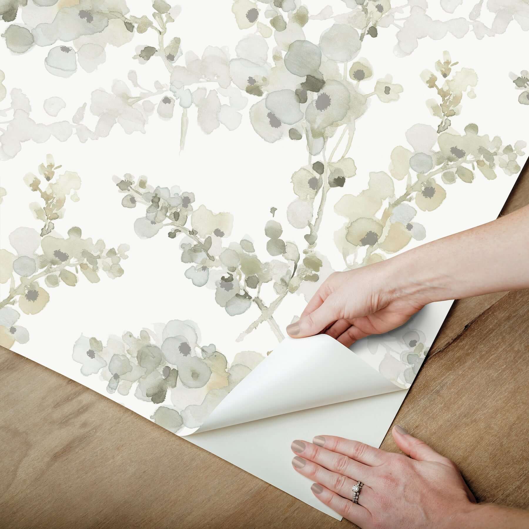 blossom-fling-premium-peel-stick-wallpaper-mineral-green-york-wallcoverings-psw1601rl - York Wallcoverings Wallpaper