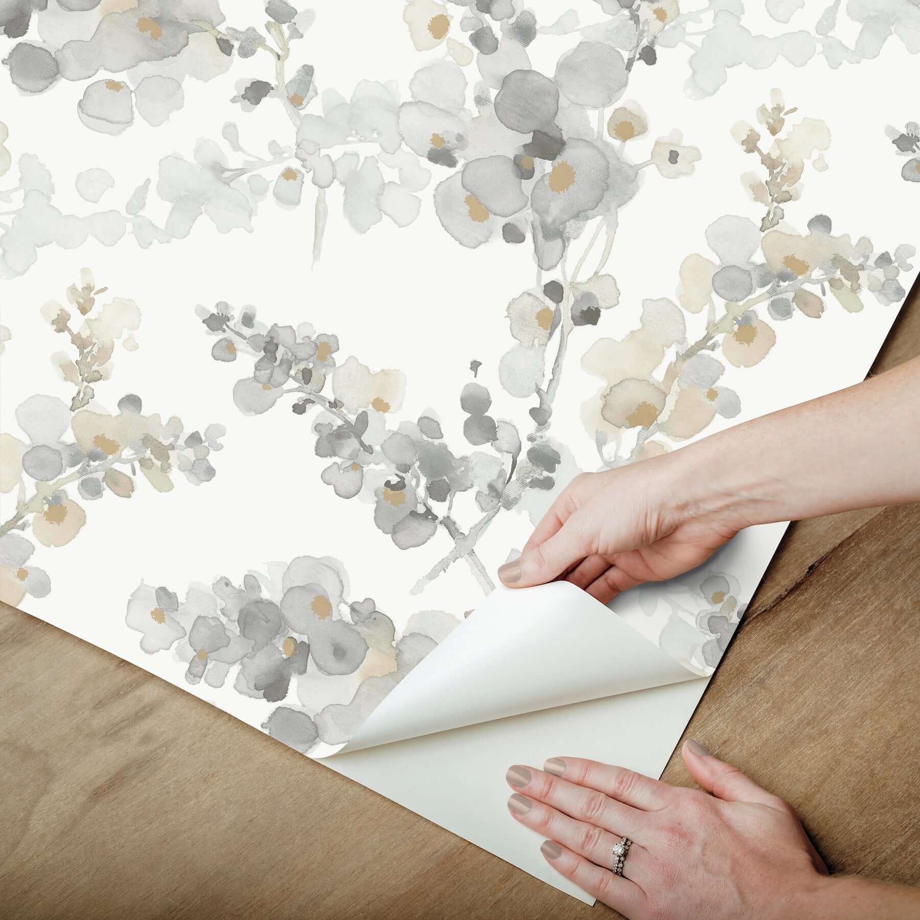 blossom-fling-premium-peel-stick-wallpaper-steel-york-wallcoverings-psw1600rl - York Wallcoverings Wallpaper