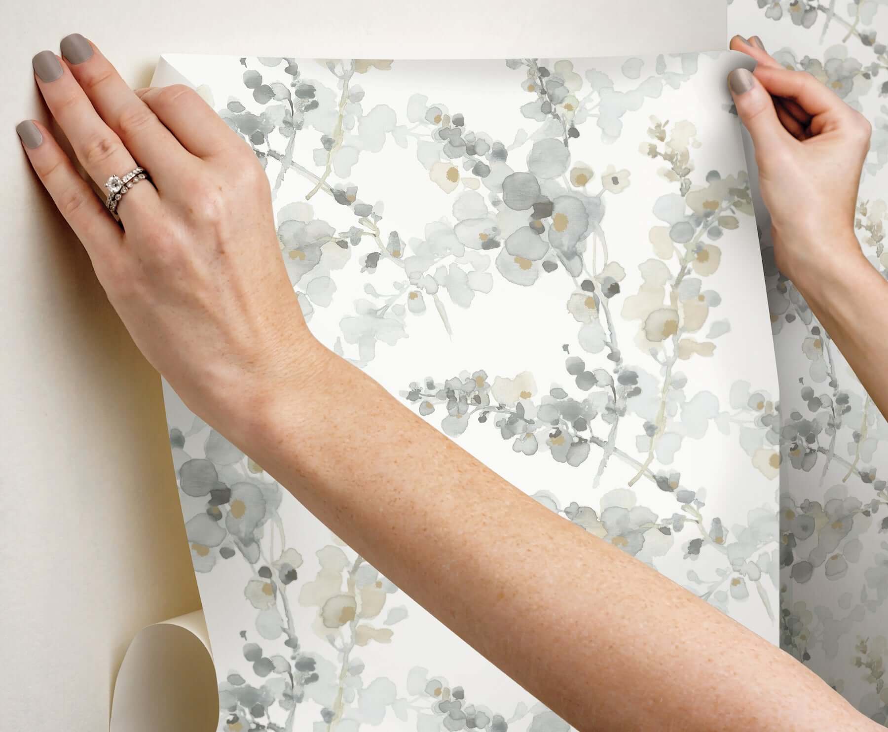 blossom-fling-premium-peel-stick-wallpaper-steel-york-wallcoverings-psw1600rl - York Wallcoverings Wallpaper