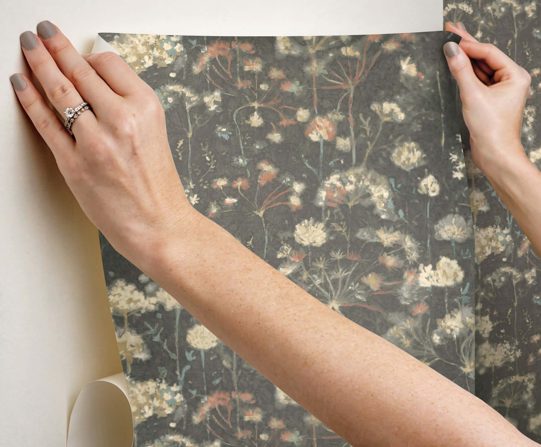 botanical-fantasy-premium-peel-stick-wallpaper-red-blue-york-wallcoverings-psw1604rl - York Wallcoverings Wallpaper