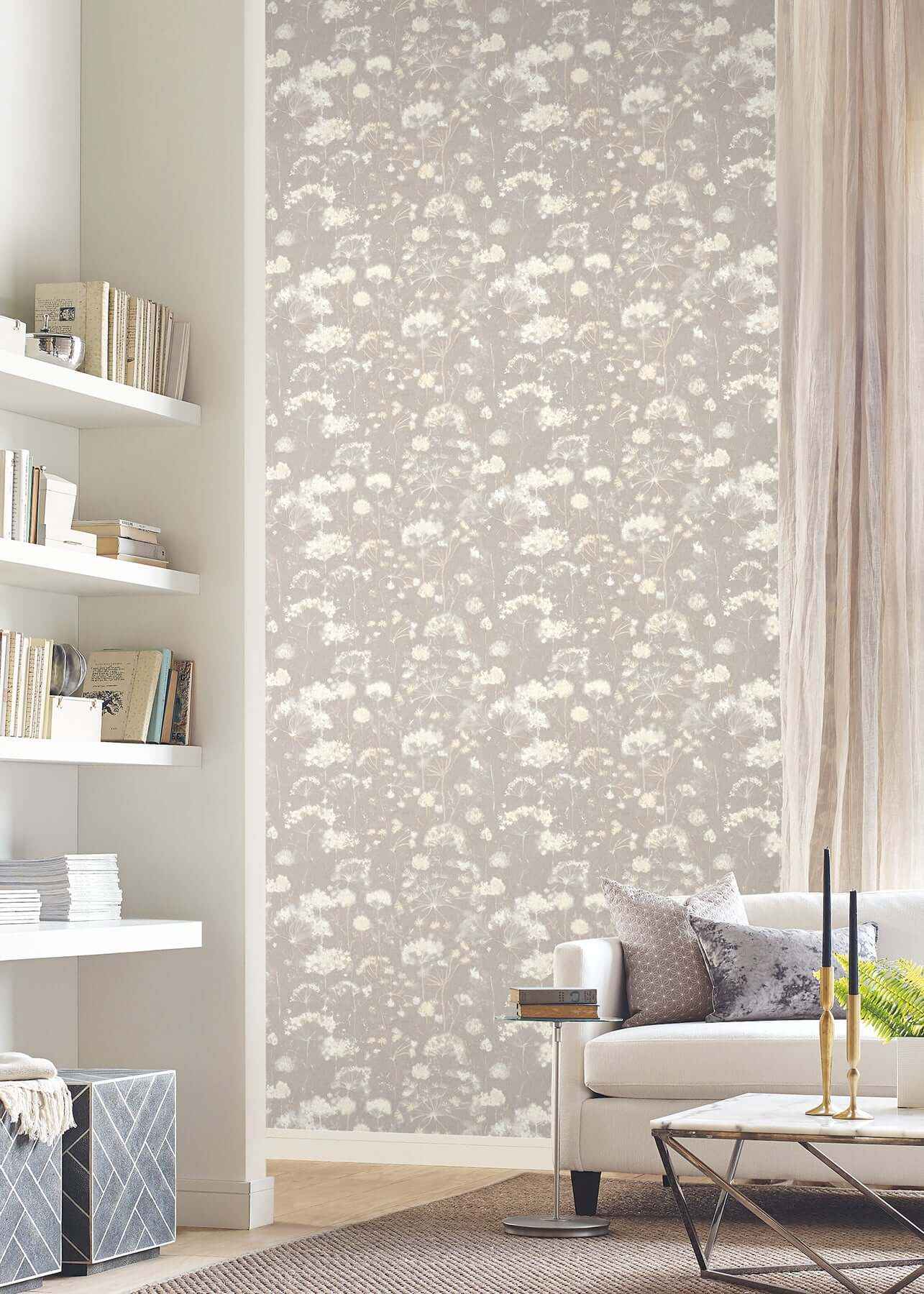 Botanical Fantasy Soft Taupe Peel & Stick Wallpaper - York Wallcoverings - PSW1605RL - York Wallcoverings Wallpaper