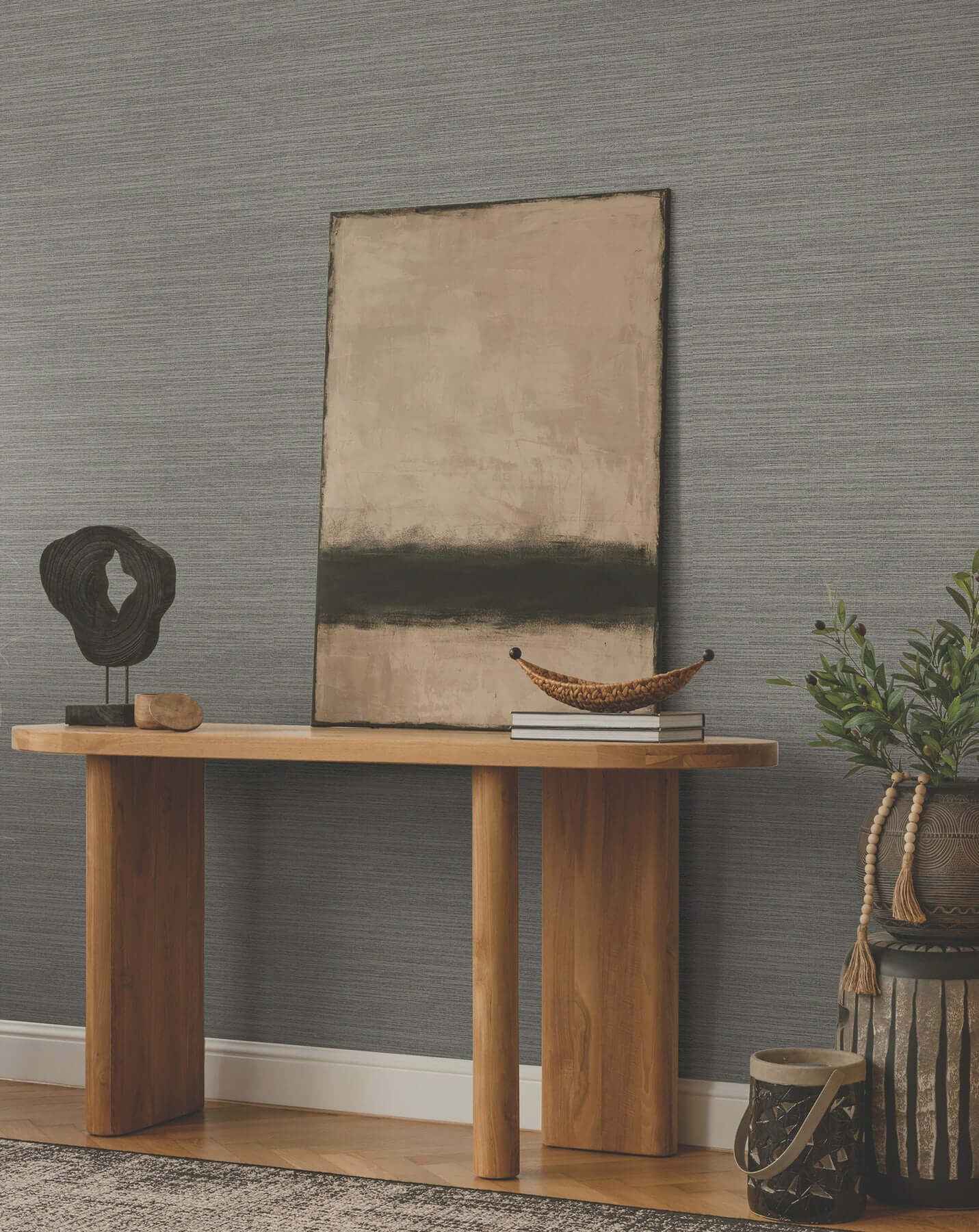 Amyra Silk Charcoal Wallpaper - York Wallcoverings - ZA8097N - York Wallcoverings Wallpaper