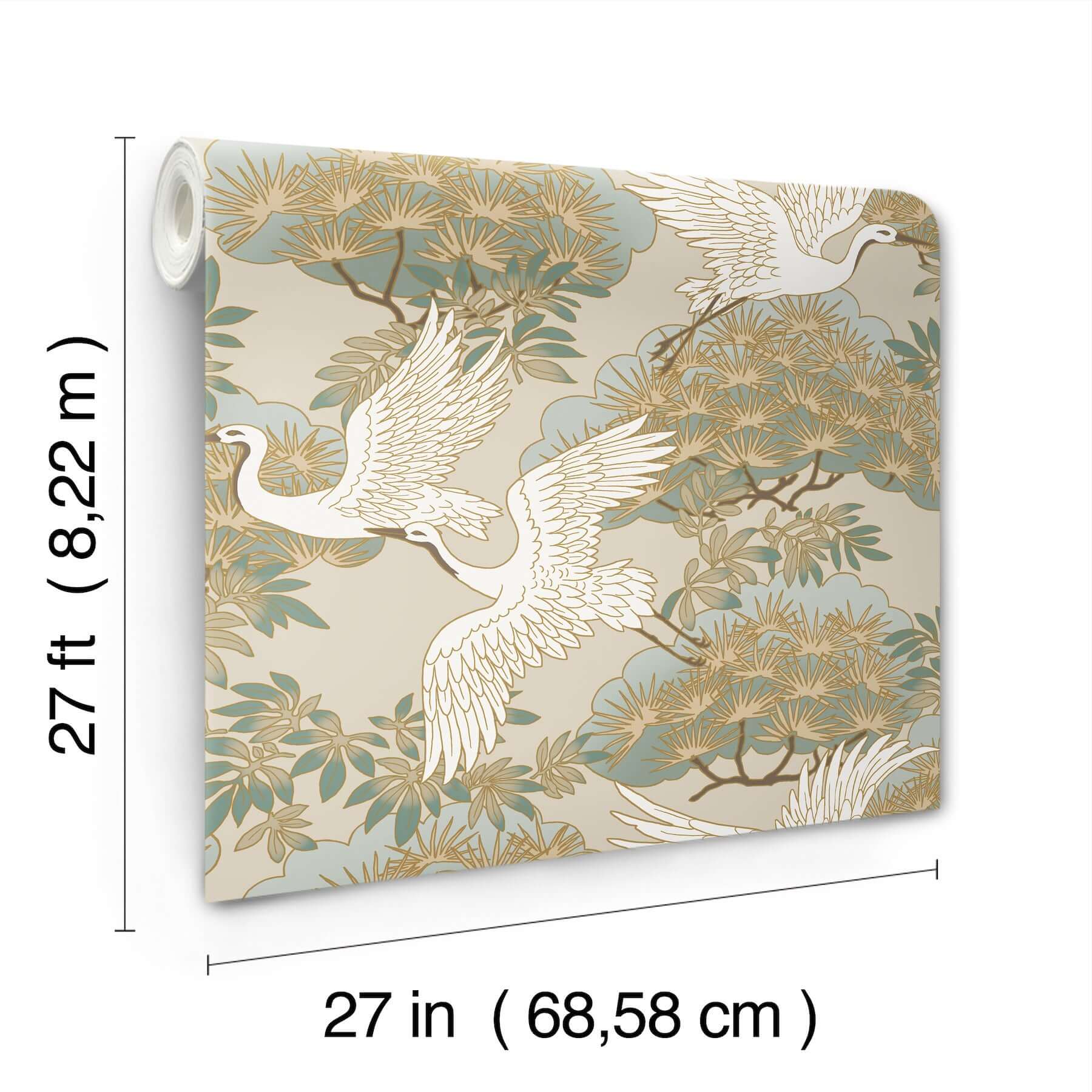 sprig-and-heron-wallpaper-beige-york-wallcoverings-za8009 - York Wallcoverings Wallpaper