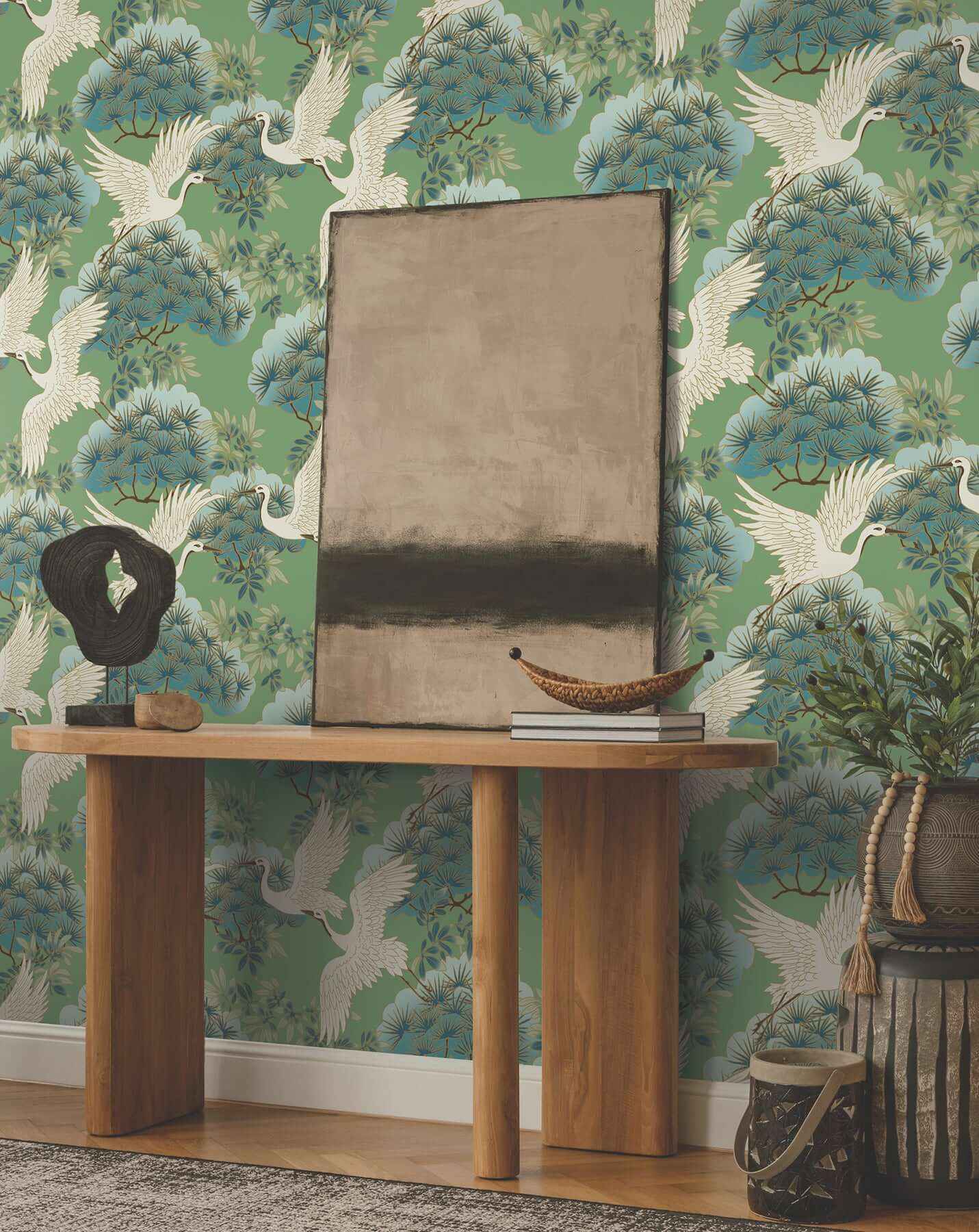 Sprig & Heron Green Wallpaper - York Wallcoverings - ZA8008 - York Wallcoverings Wallpaper