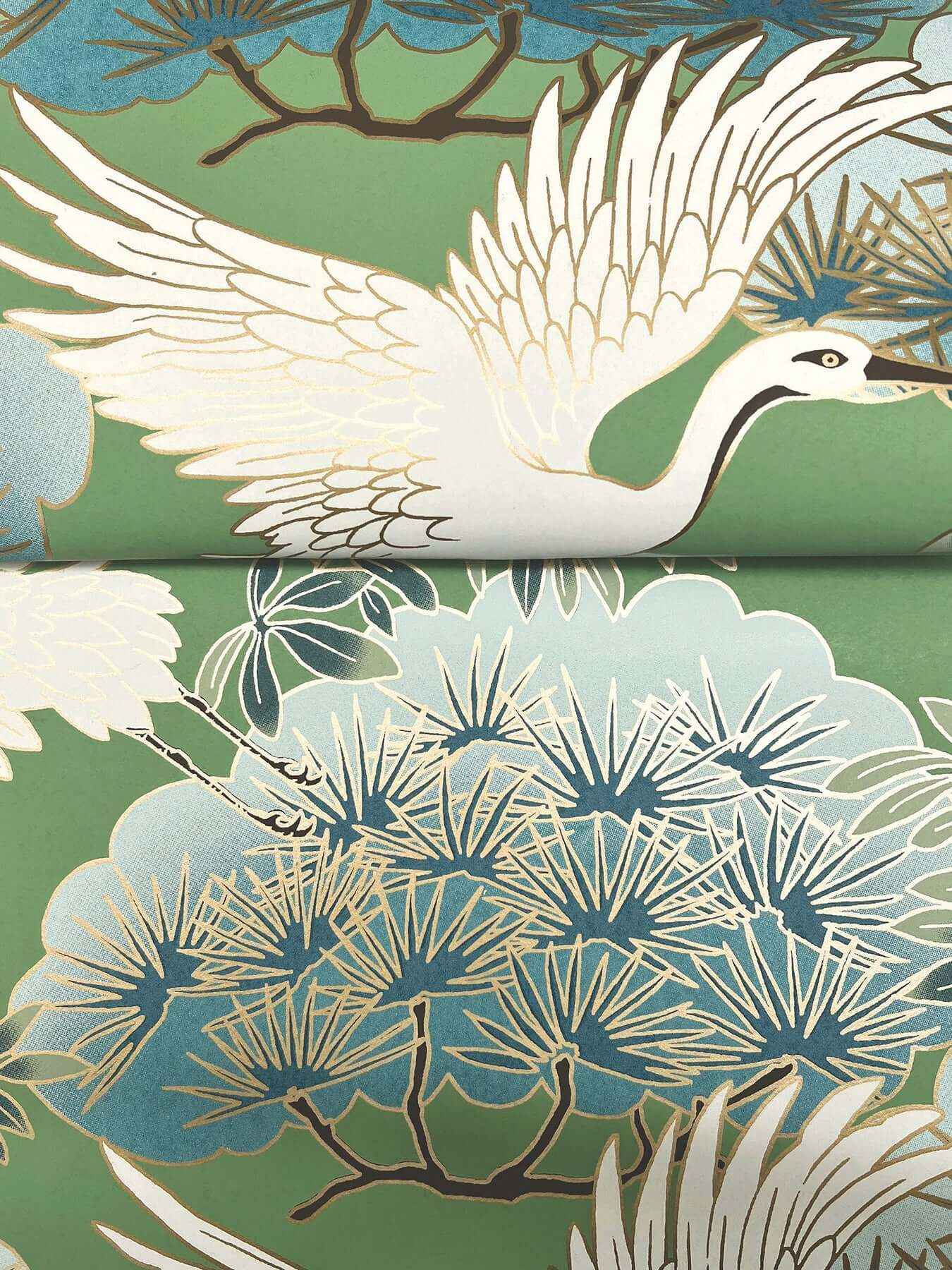 Sprig & Heron Green Wallpaper - York Wallcoverings - ZA8008 - York Wallcoverings Wallpaper