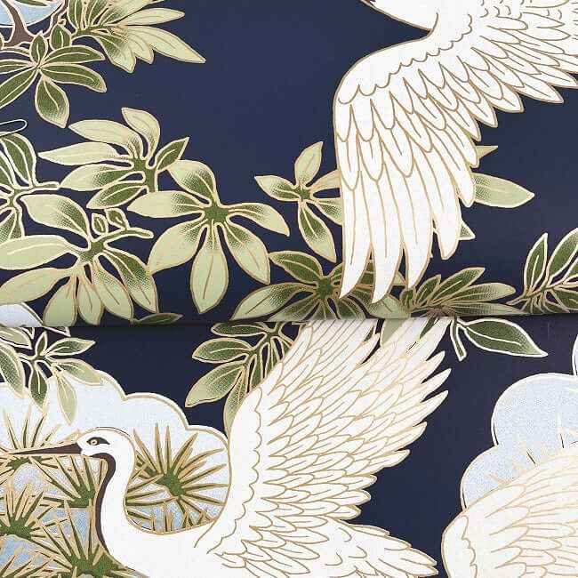 Sprig & Heron Navy Wallpaper - York Wallcoverings - ZA8007 - York Wallcoverings Wallpaper