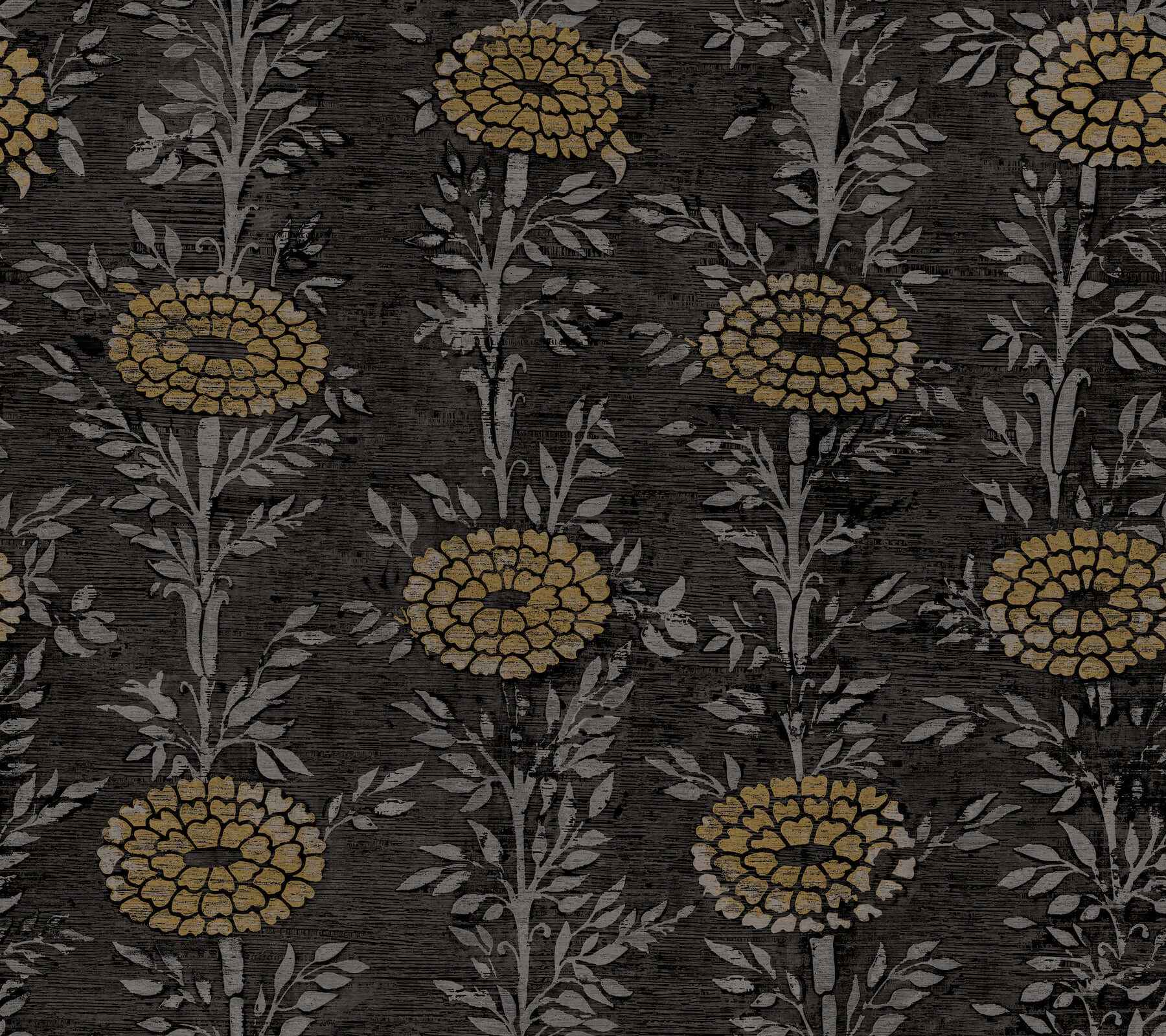 French Marigold Black & Gold Wallpaper - York Wallcoverings - ZA8017 - York Wallcoverings Wallpaper