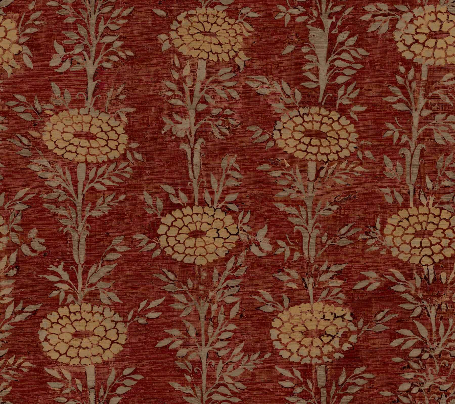 French Marigold Red & Gold Wallpaper - York Wallcoverings - ZA8019 - York Wallcoverings Wallpaper