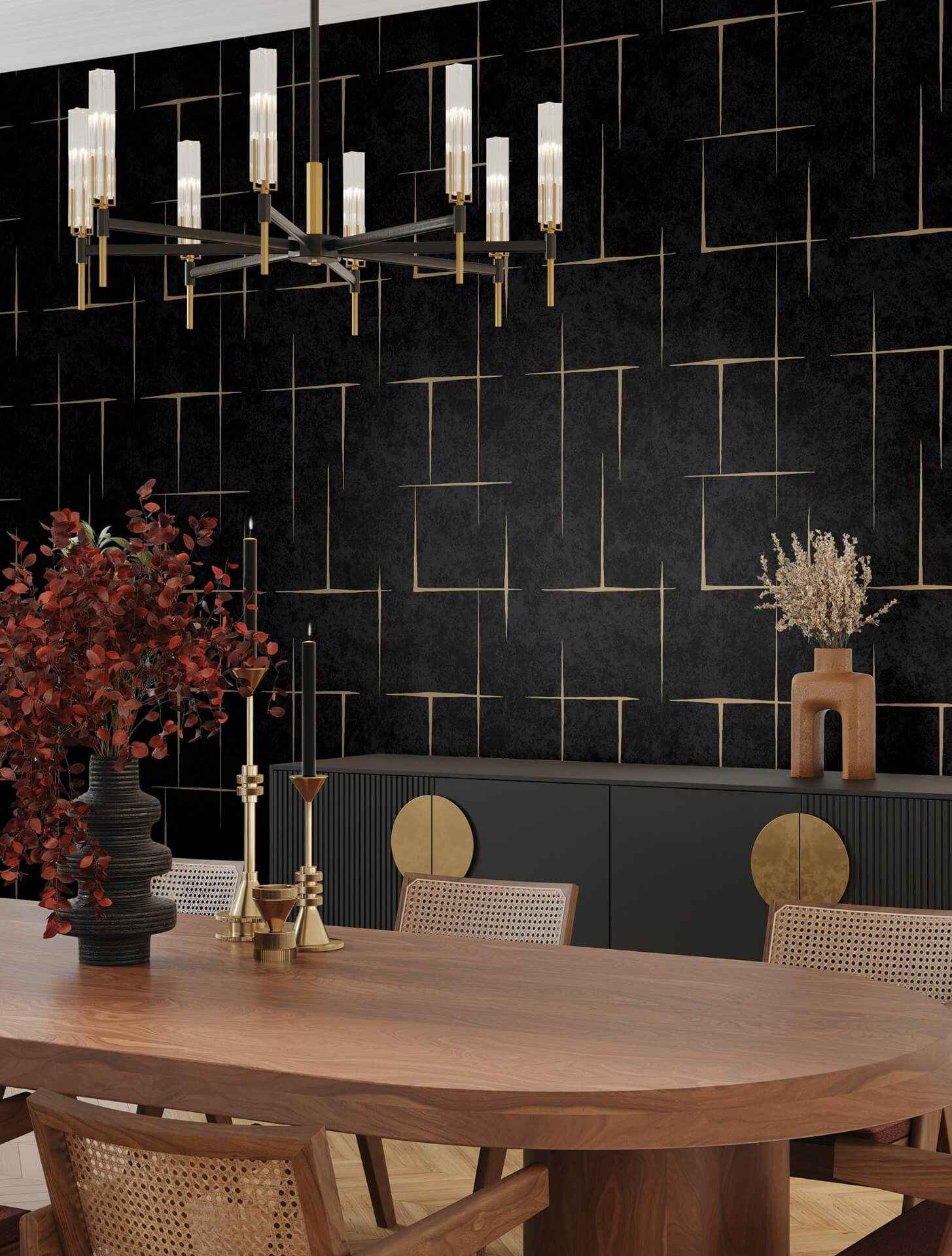 Malia Gold & Black Wallpaper - York Wallcoverings - ZA8054 - York Wallcoverings Wallpaper