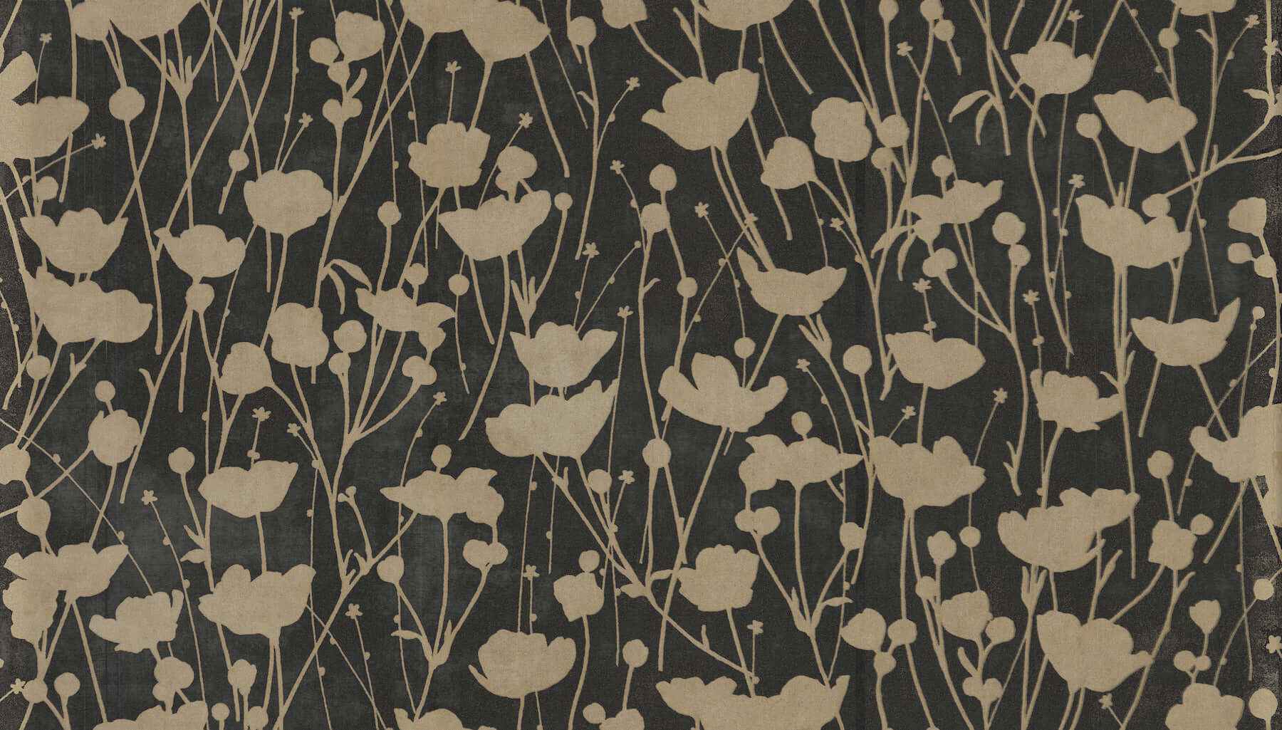 Shimmering Poppies Black & Gold Wallpaper - York Wallcoverings - ZA8066