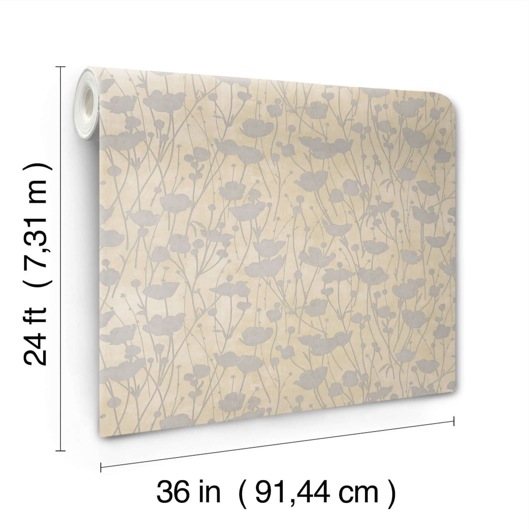 shimmering-poppies-wallpaper-cream-silver-york-wallcoverings-za8067 - York Wallcoverings Wallpaper