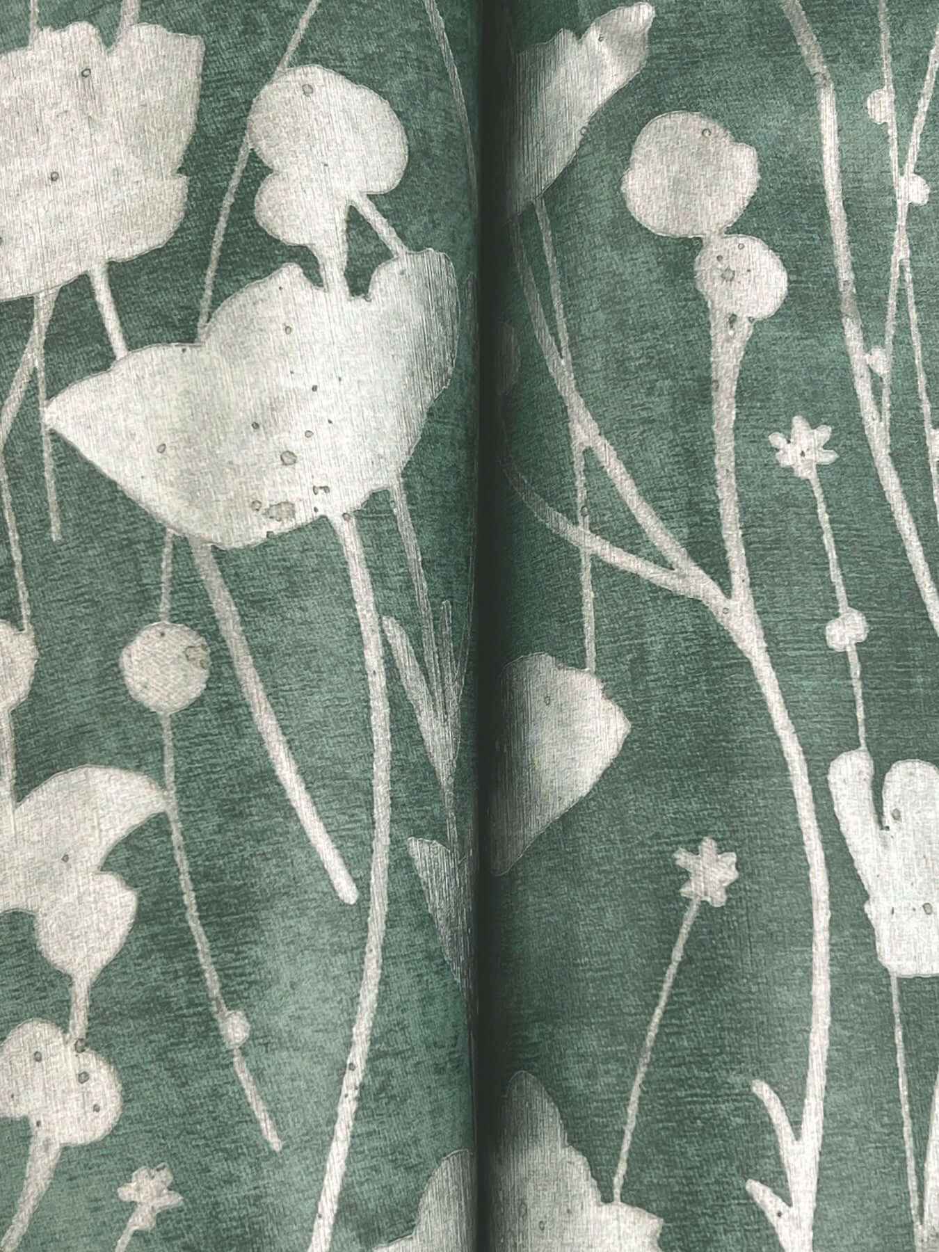 Shimmering Poppies Green & Silver Wallpaper - York Wallcoverings - ZA8068 - York Wallcoverings Wallpaper