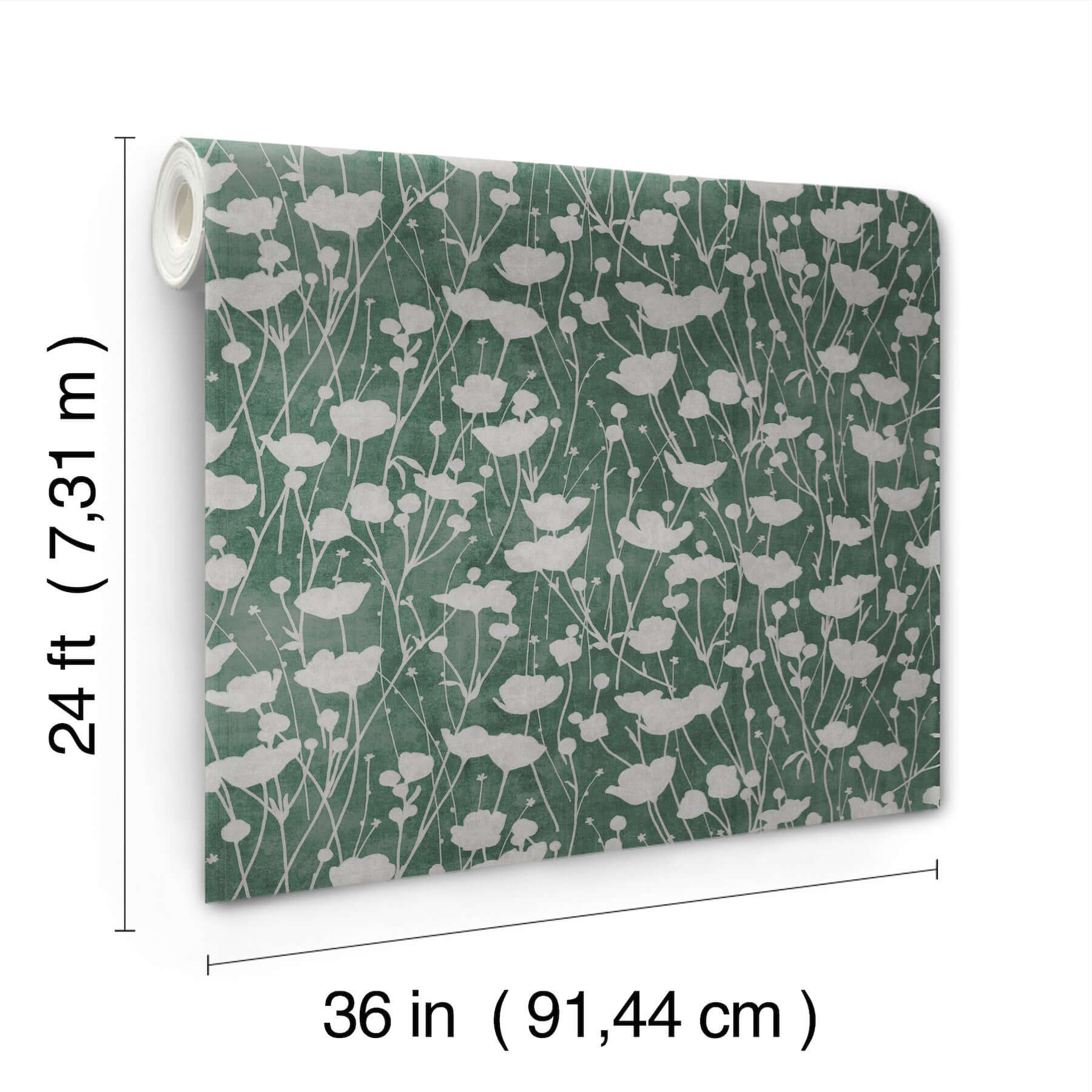 shimmering-poppies-wallpaper-green-silver-york-wallcoverings-za8068 - York Wallcoverings Wallpaper