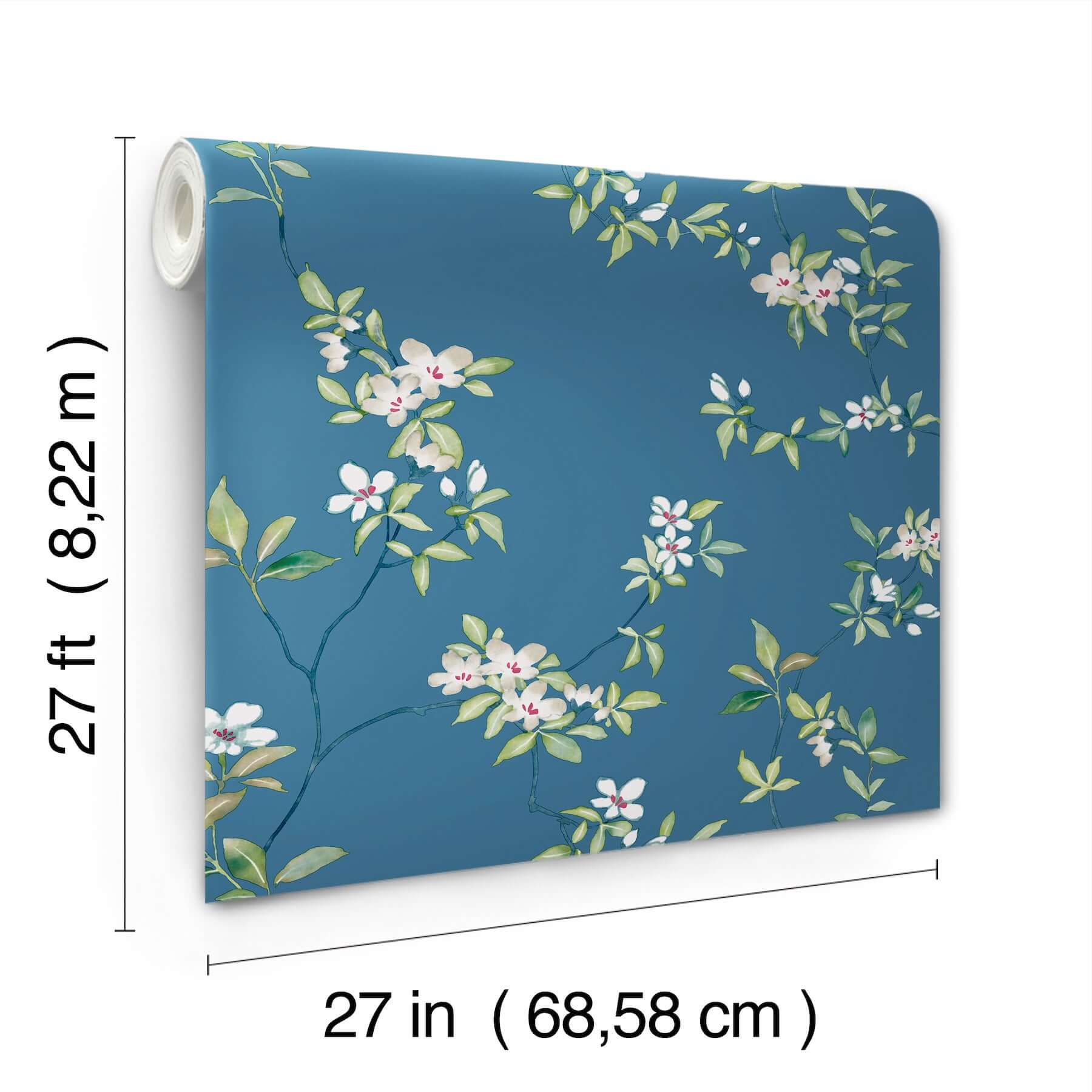 april-blossom-wallpaper-cobalt-york-wallcoverings-za8072 - York Wallcoverings Wallpaper