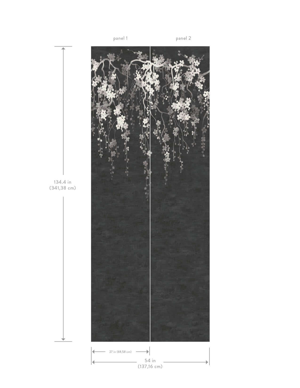 sakura-blooms-wall-mural-black-york-wallcoverings-za8058m - York Wallcoverings Wallpaper