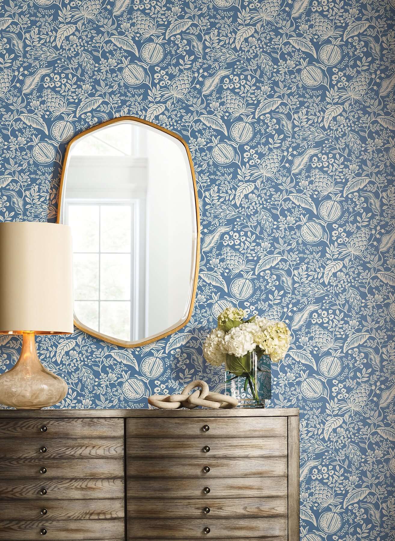 pomegranate-blue-ivory-peel-stick-wallpaper-york-wallcoverings-psw1631rl - York Wallcoverings Wallpaper