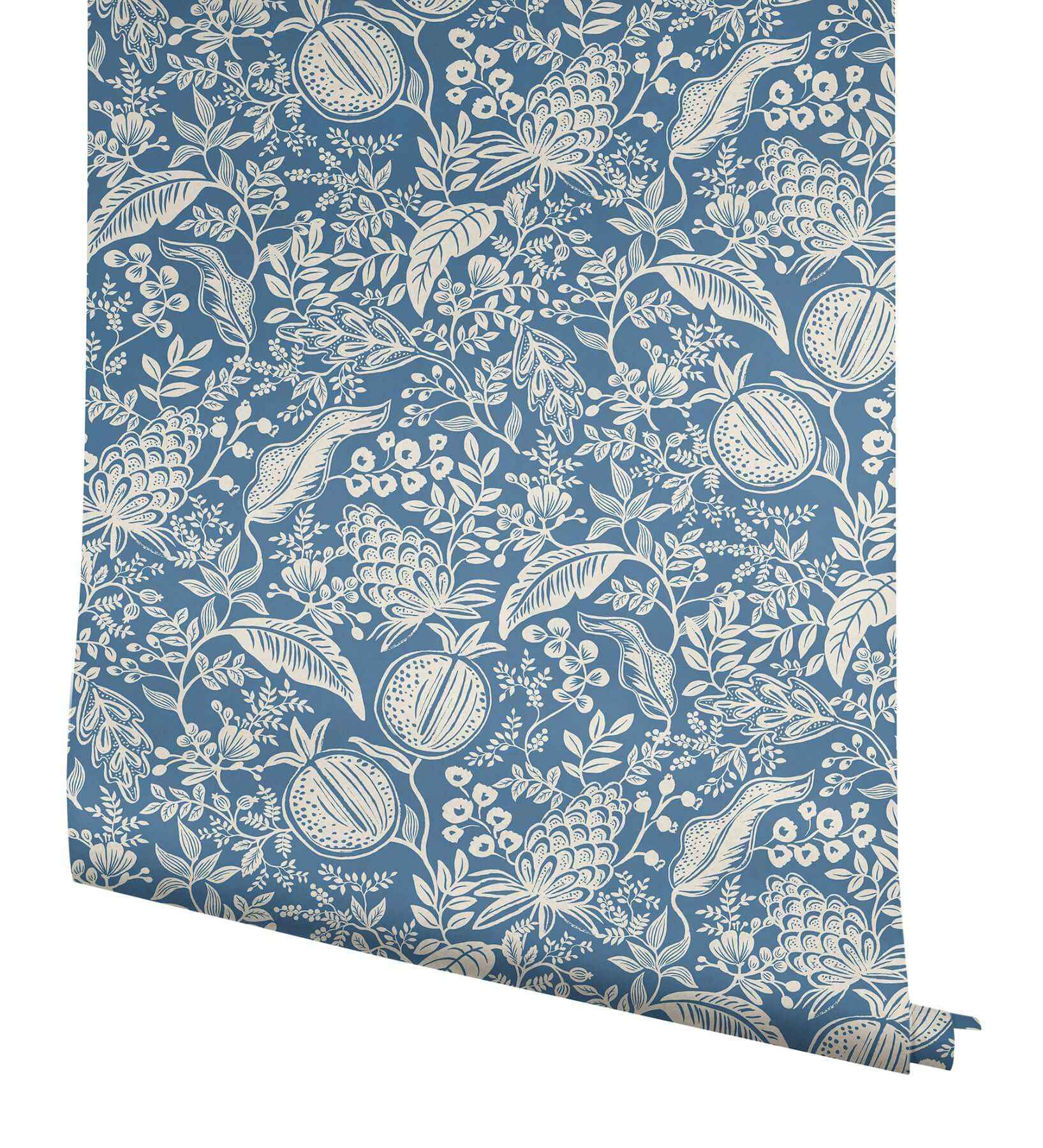 Pomegranate Blue & Ivory Peel & Stick Wallpaper - York Wallcoverings - PSW1631RL - York Wallcoverings Wallpaper