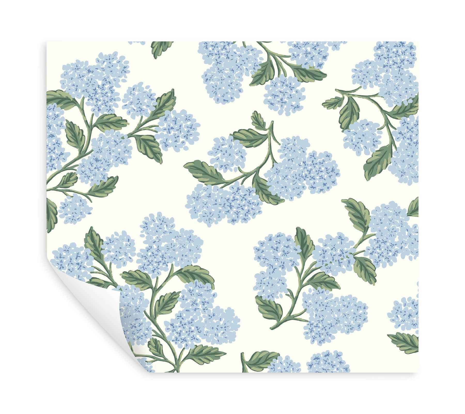 Hydrangea Blue & White Peel & Stick Wallpaper - York Wallcoverings - PSW1617RL - York Wallcoverings Wallpaper