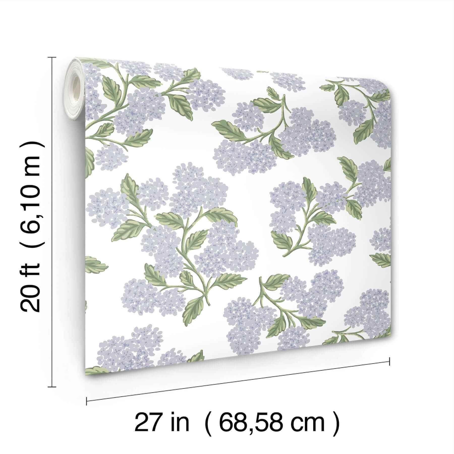 Hydrangea Lilac & White Peel & Stick Wallpaper - York Wallcoverings - PSW1621RL - York Wallcoverings Wallpaper