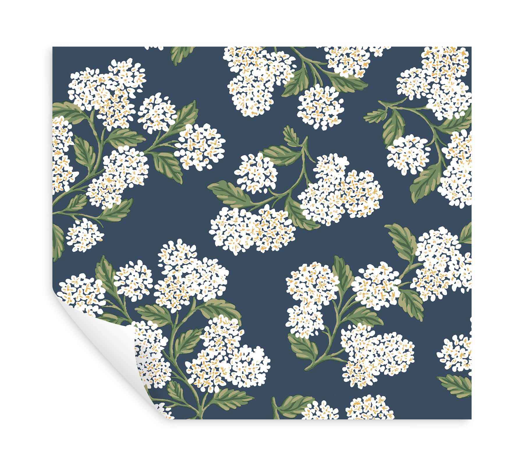 Hydrangea Navy & White Peel & Stick Wallpaper - York Wallcoverings - PSW1619RL - York Wallcoverings Wallpaper