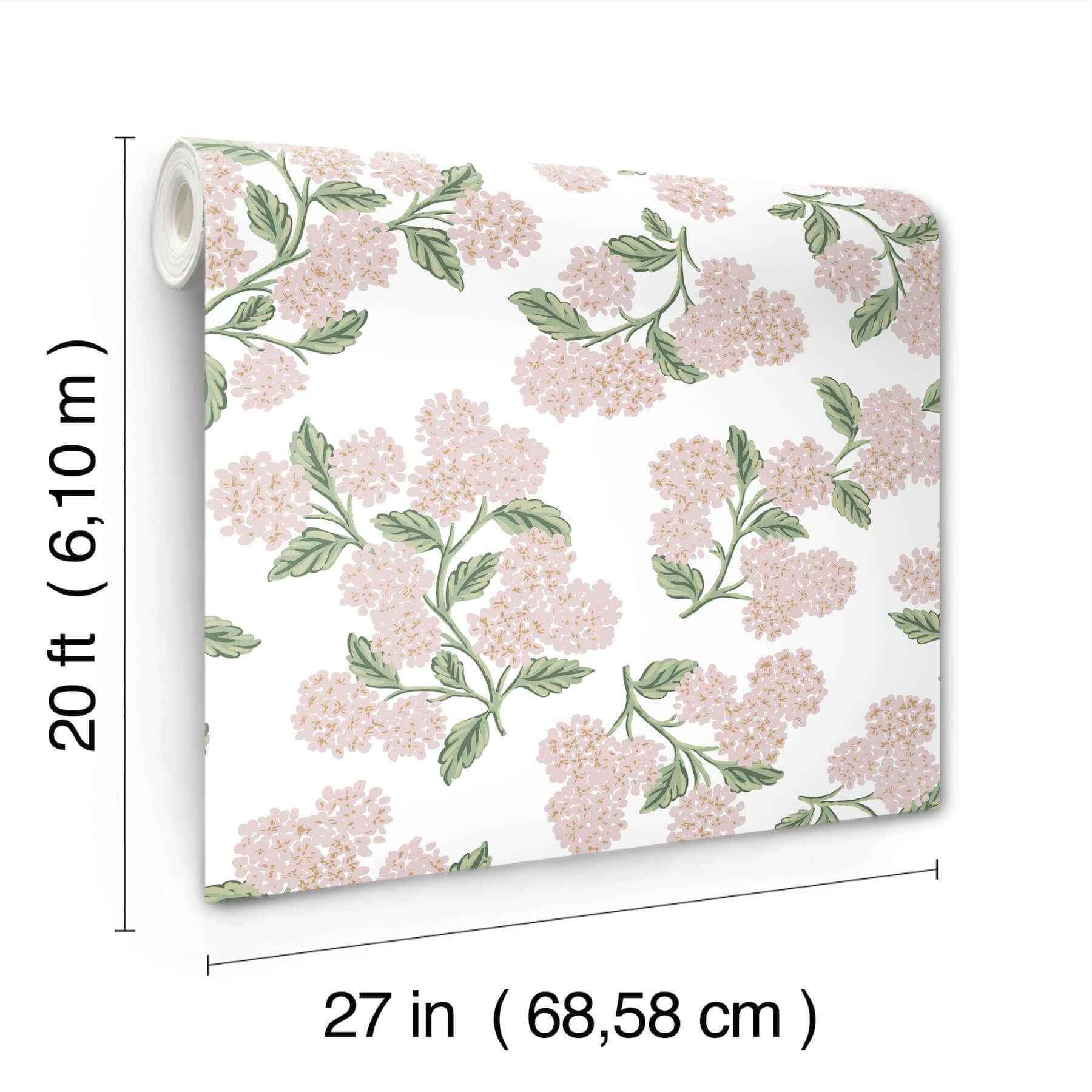Hydrangea Pink & White Peel & Stick Wallpaper - York Wallcoverings - PSW1620RL - York Wallcoverings Wallpaper