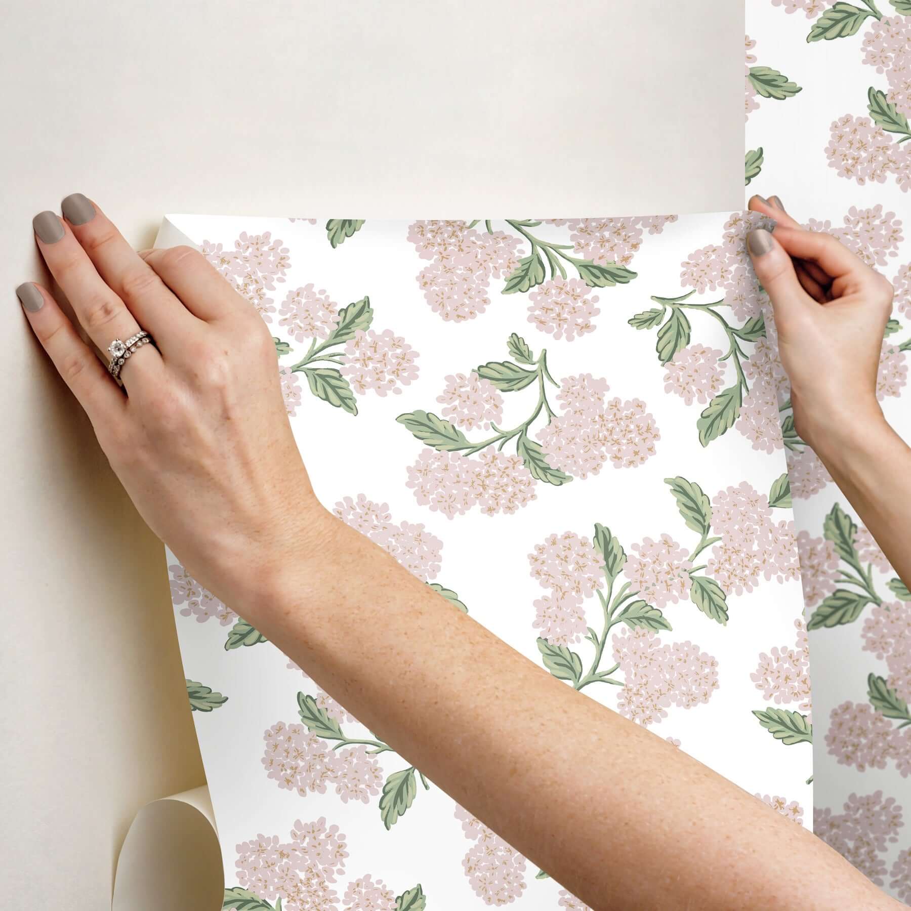 hydrangea-pink-white-peel-stick-wallpaper-york-wallcoverings-psw1620rl - York Wallcoverings Wallpaper