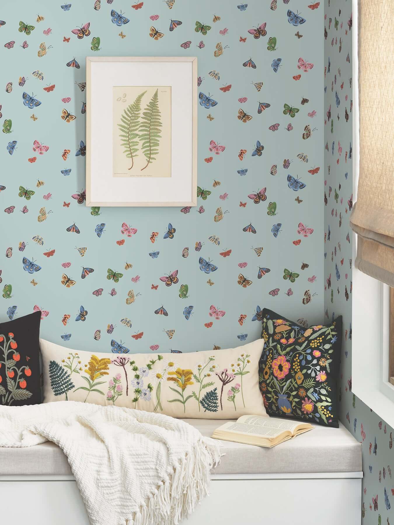 butterfly-house-light-blue-peel-stick-wallpaper-york-wallcoverings-psw1650rl - York Wallcoverings Wallpaper