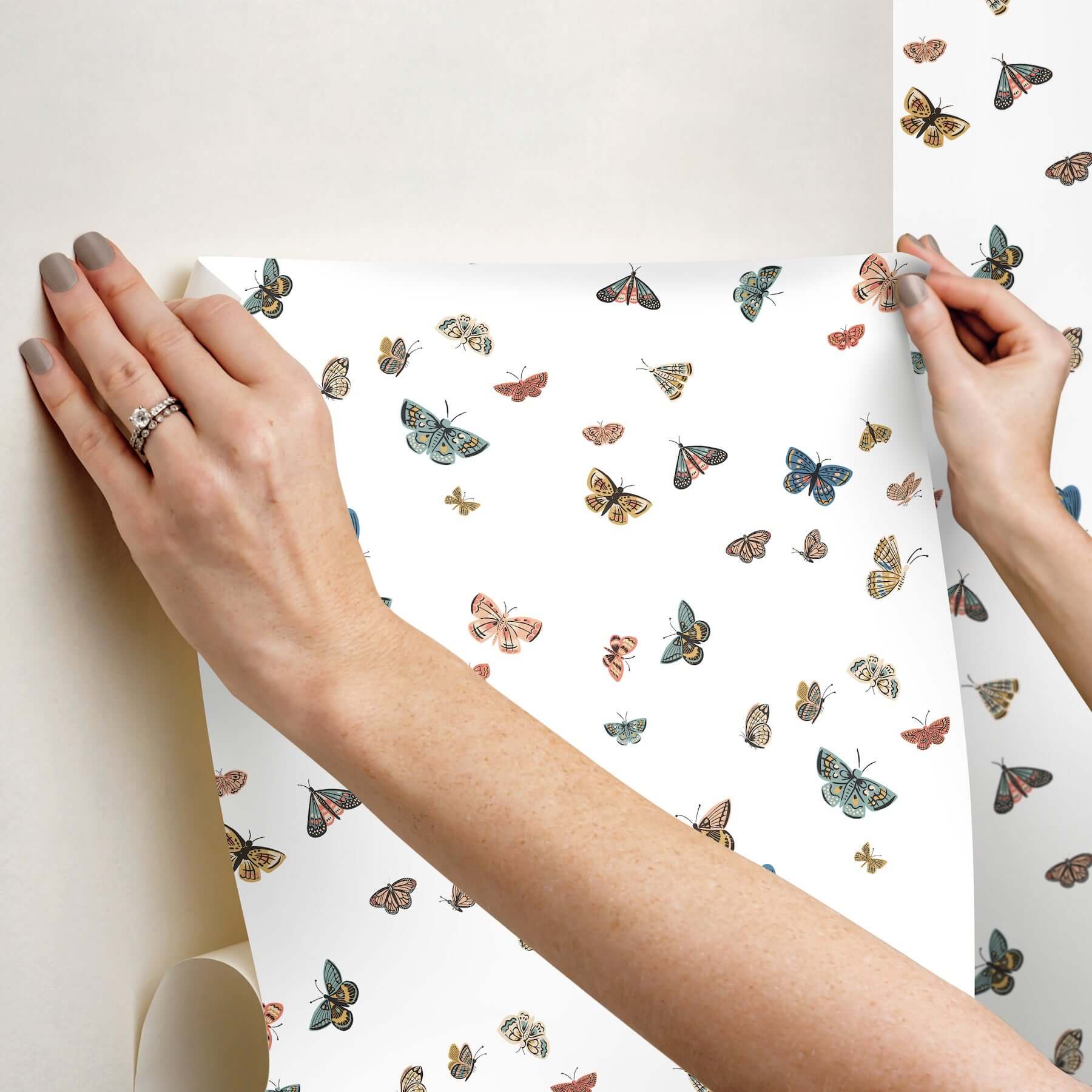 butterfly-house-white-peel-stick-wallpaper-york-wallcoverings-psw1632rl - York Wallcoverings Wallpaper