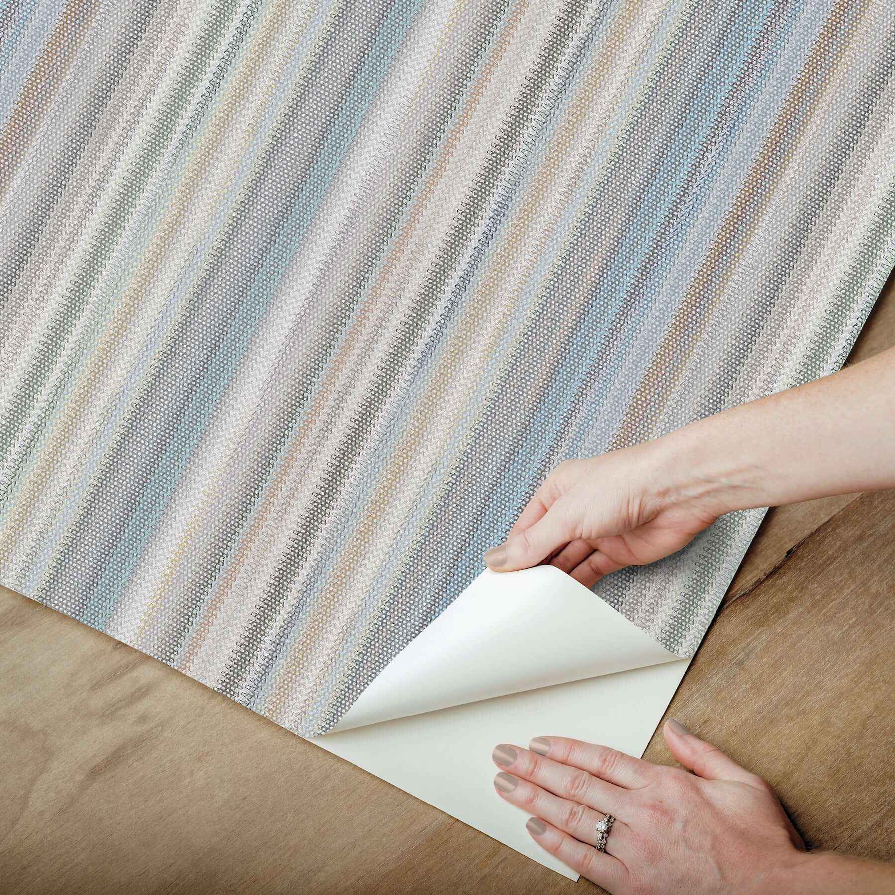 Striped Sunset Blue Grey Peel & Stick Wallpaper - York Wallcoverings - PSW1634RL - York Wallcoverings Wallpaper