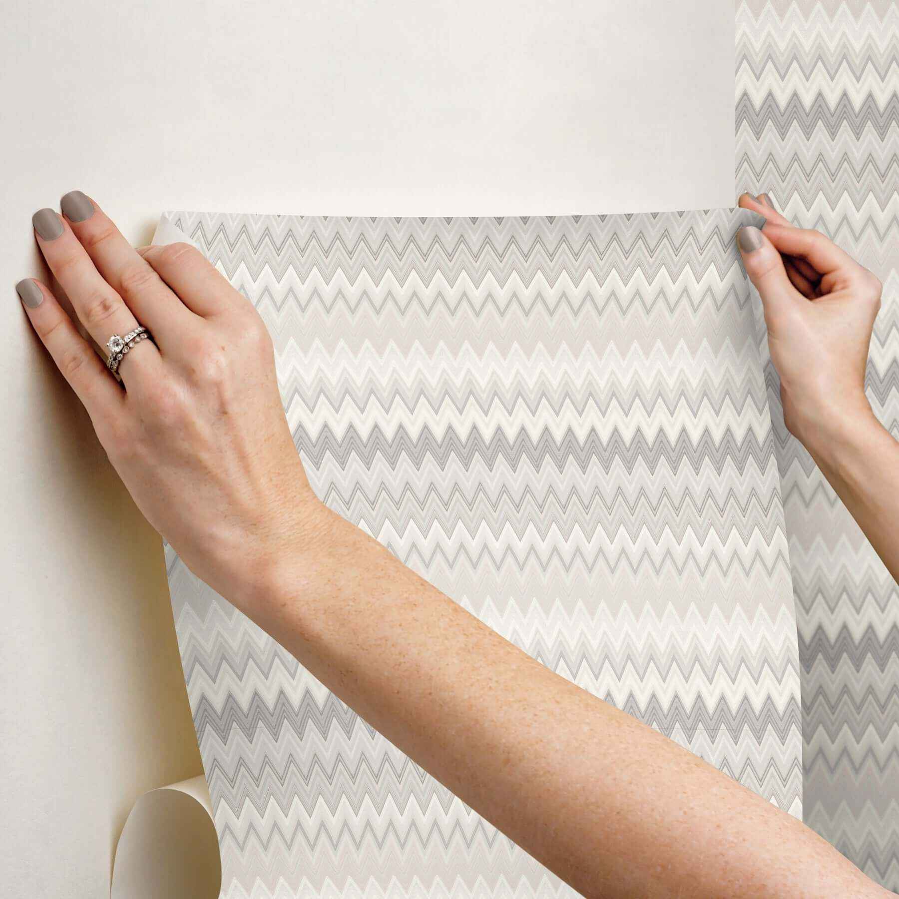 Zig Zag Beige Peel & Stick Wallpaper - York Wallcoverings - PSW1643RL - York Wallcoverings Wallpaper